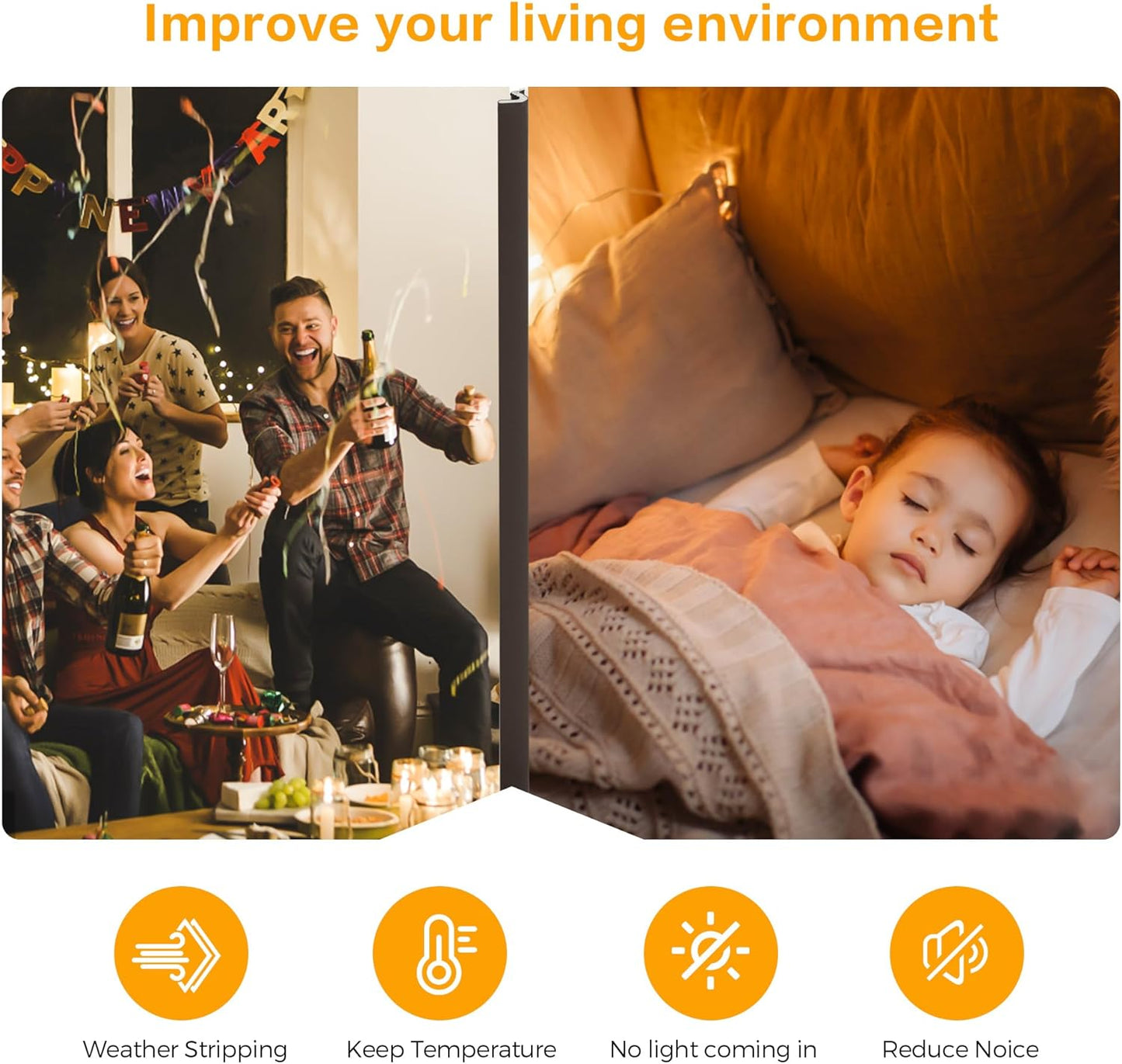 Weather Stripping Door Seal Strip - Soundproof Q-Shaped Foam for Exterior Door Frame, Large Gap Seal, Noise Cancelling, Easy to Install (Brown, 40FT)