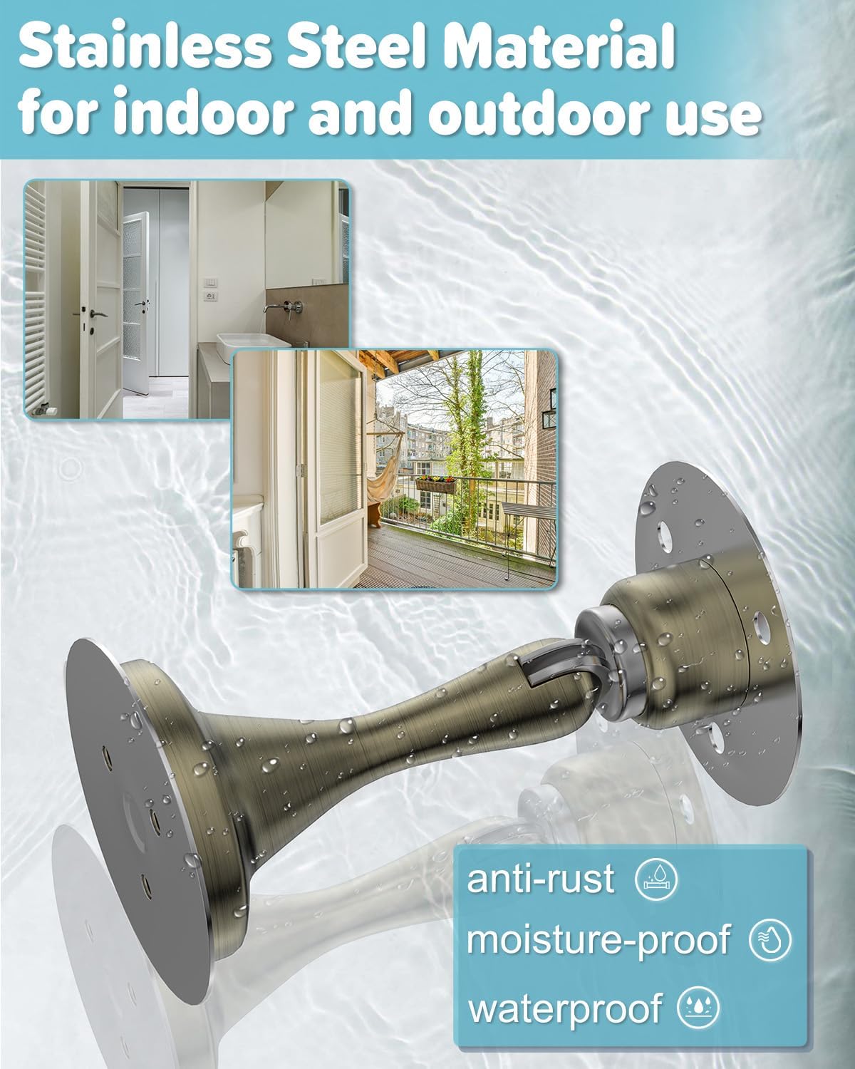 Door Stoppers Magnetic Door Catch - 2 Pack Stainless Steel Heavy Duty Door Stops for Bottom of Door, Wall & Floor Mounting No-Drill Strong Adhesive & Screws, Door Holder to Keep Door Open,Bronze