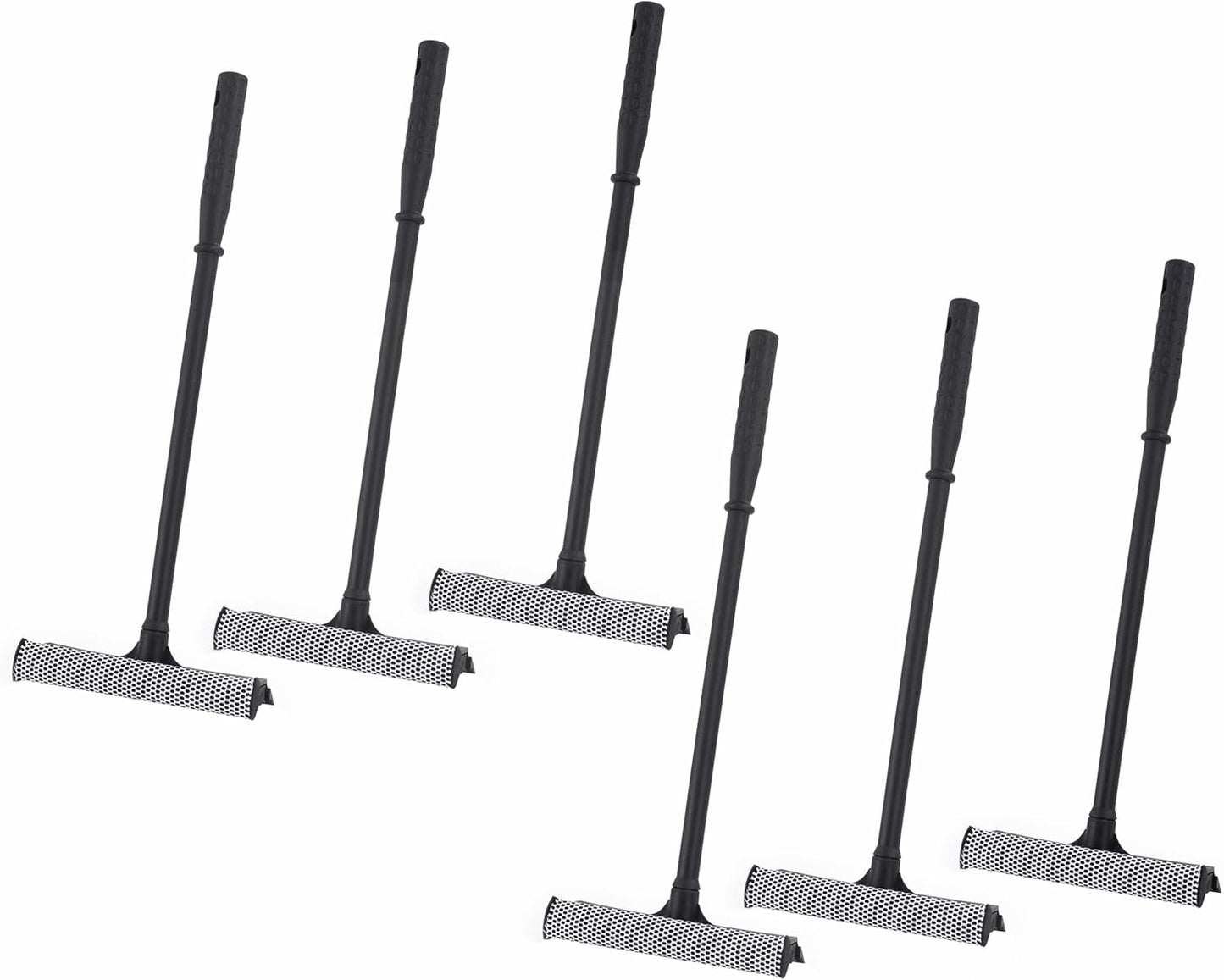 Matthew Cleaning All Purpose Window Squeegee Window Cleaner Tool,Car Squeegee Windshield Cleaning Sponge and Rubber Squeegee,2-in-1 Window Cleaner Sponge(10'') and Soft Rubber with Pole 20’’ (6Pack)