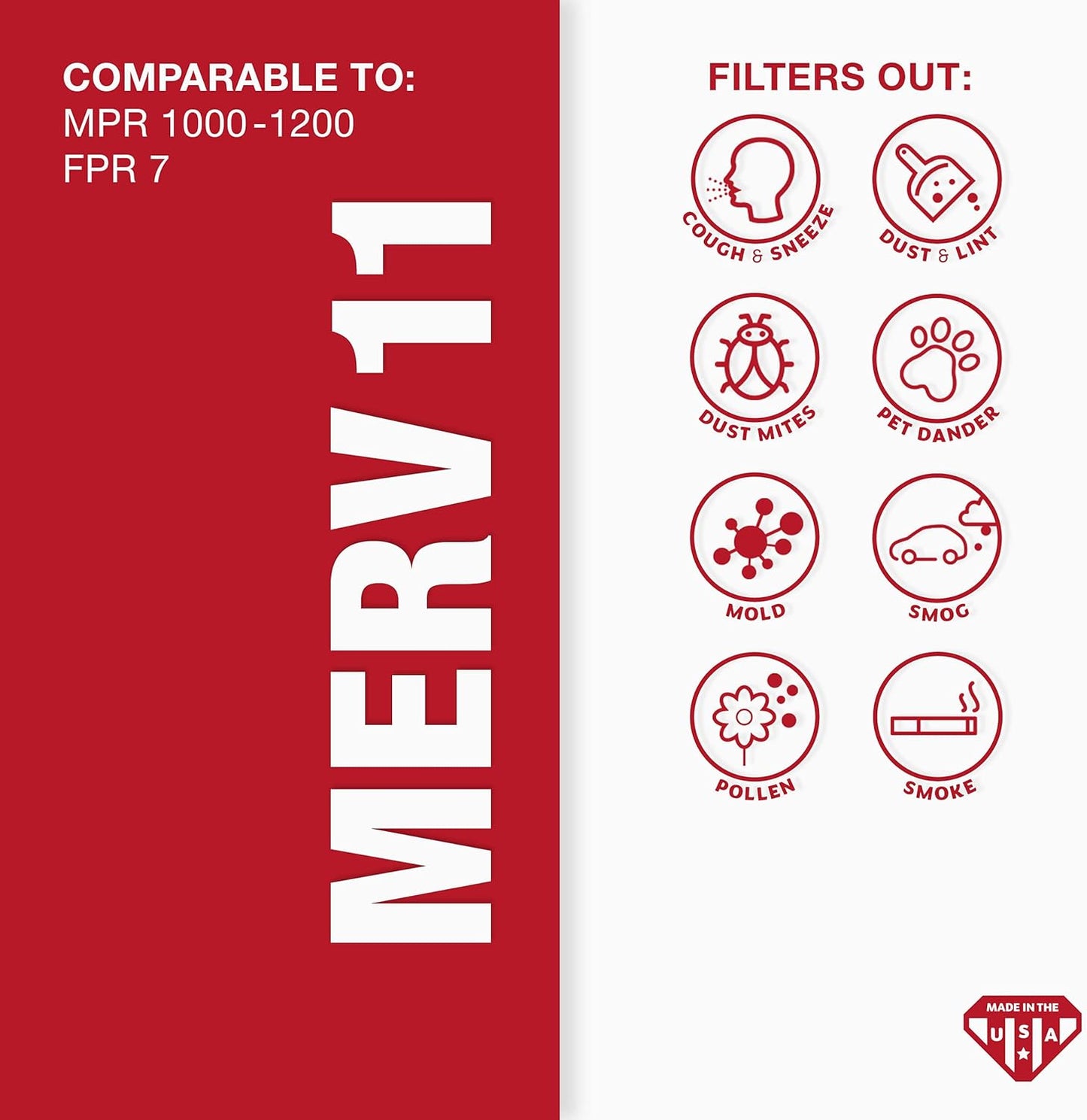 Aerostar 18x30x1 MERV 11 Pleated Air Filter, AC Furnace Air Filter, 6 Pack (Actual Size: 17 3/4" x 29 3/4" x 3/4")