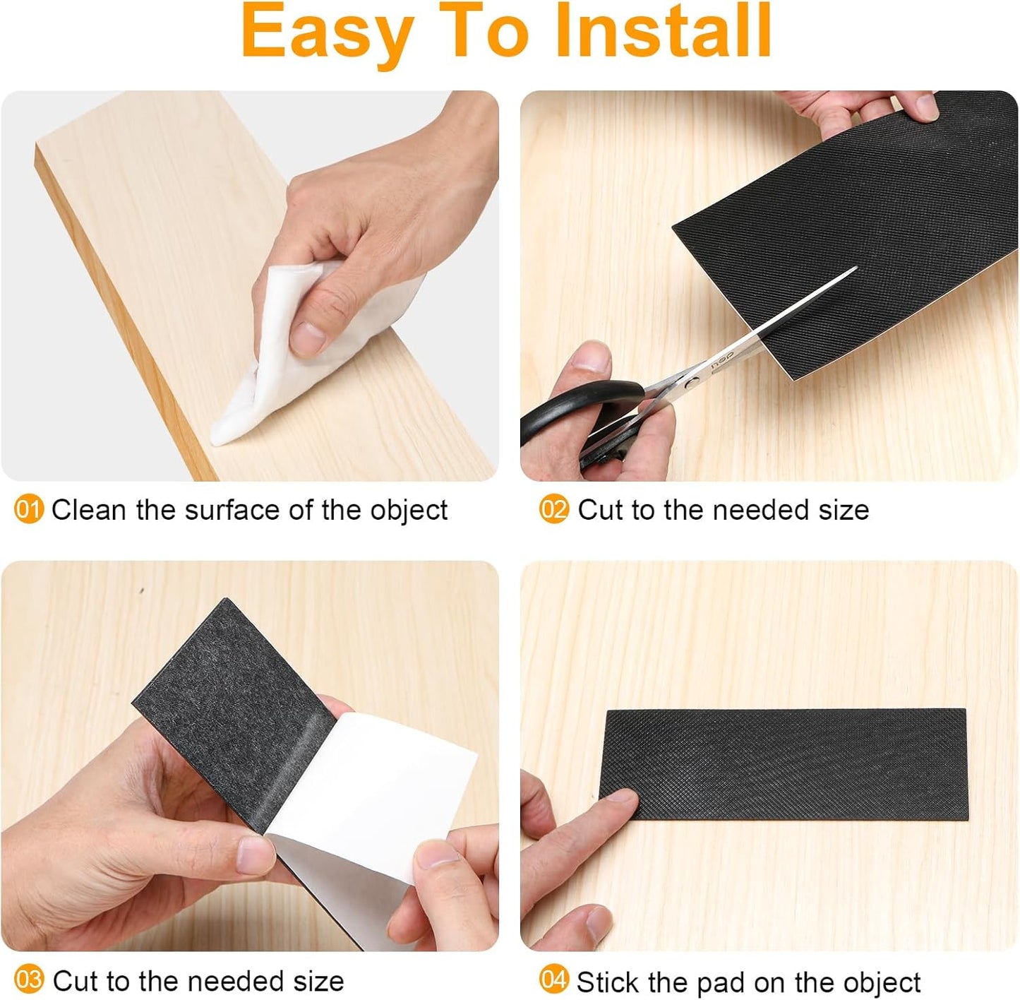 CHUNZEXI Non Slip Furniture Pads 12 PCS 4" x 1", Self Adhesive Rubber Grippers for Furniture Legs, Anti Skid Floor Protectors, Prevent Scratches & Sliding