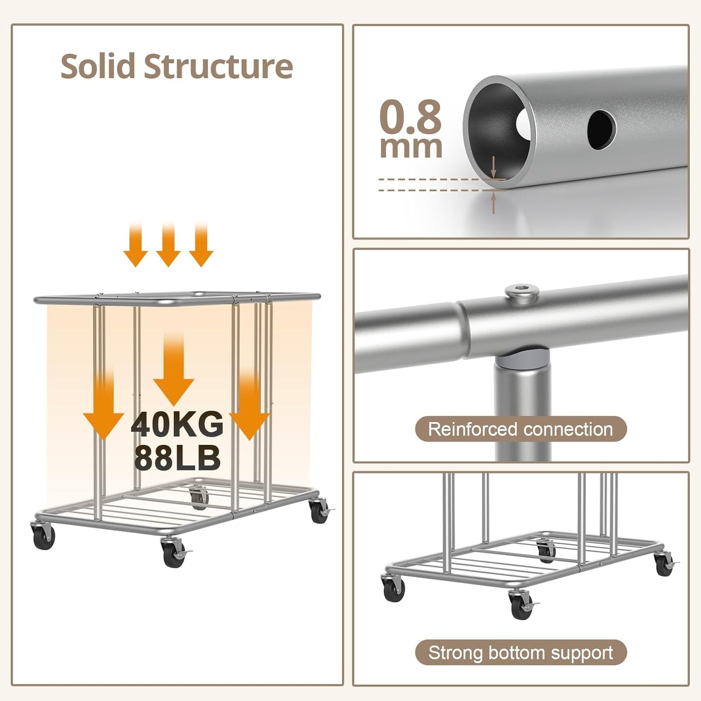 230L Rolling Laundry Hamper, 2-Section Laundry Basket with Wheels, 61 Gallons Laundry Sorter with Metal Structure and Removable Liner, Clothes Hamper for Laundry Room, Bathroom, Bedroom, Beige