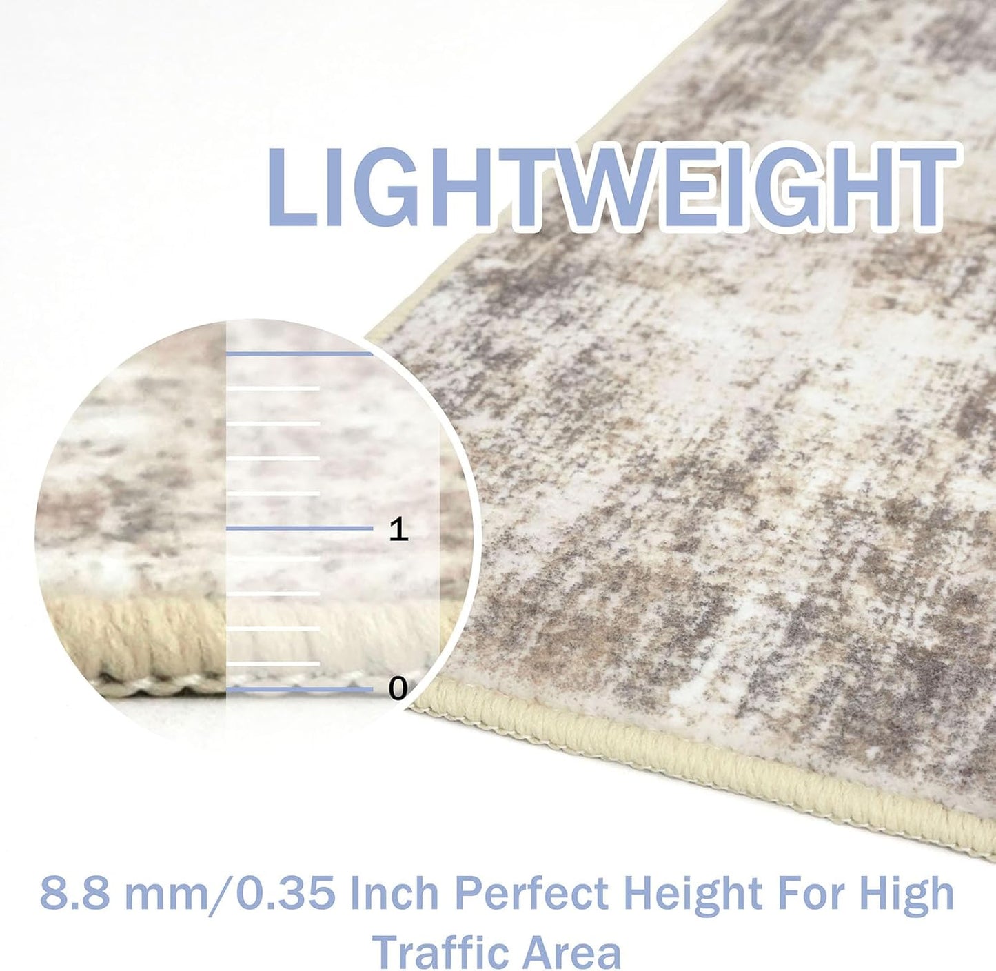 IOHOUZE Abstract Runner Rug 3x10 Ft Washable Runners for Hallways, Non Slip Kitchen Runner Printed Faux Wool Entryway Runner Indoor, Modern Abstract Floor Carpet for Hall Kitchen Bedroom, Beige Brown