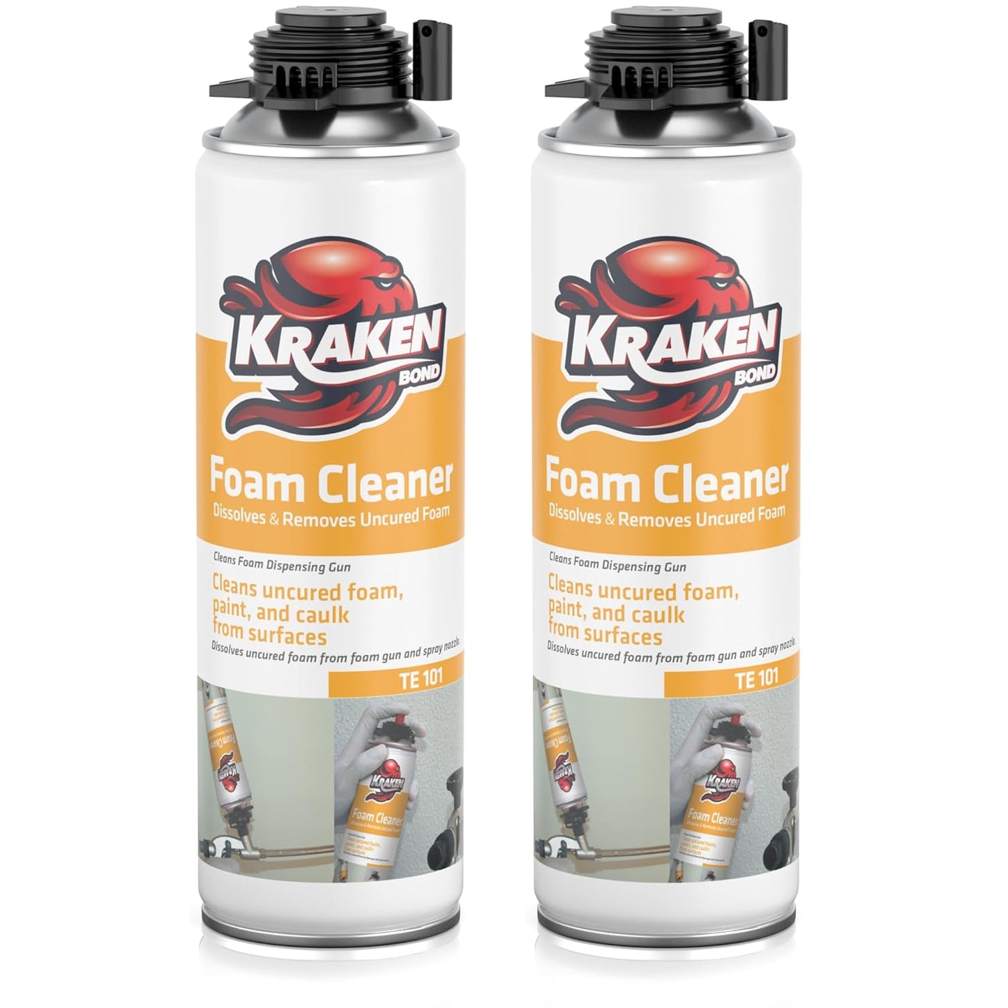 Kraken Bond Spray Foam Gun Cleaner - (2x12.3oz) Polyurethane Insulation Cleaner Spray, Dissolves Uncured Expanding Cleaner Spray for Extended Tool Durability - 2 Pack