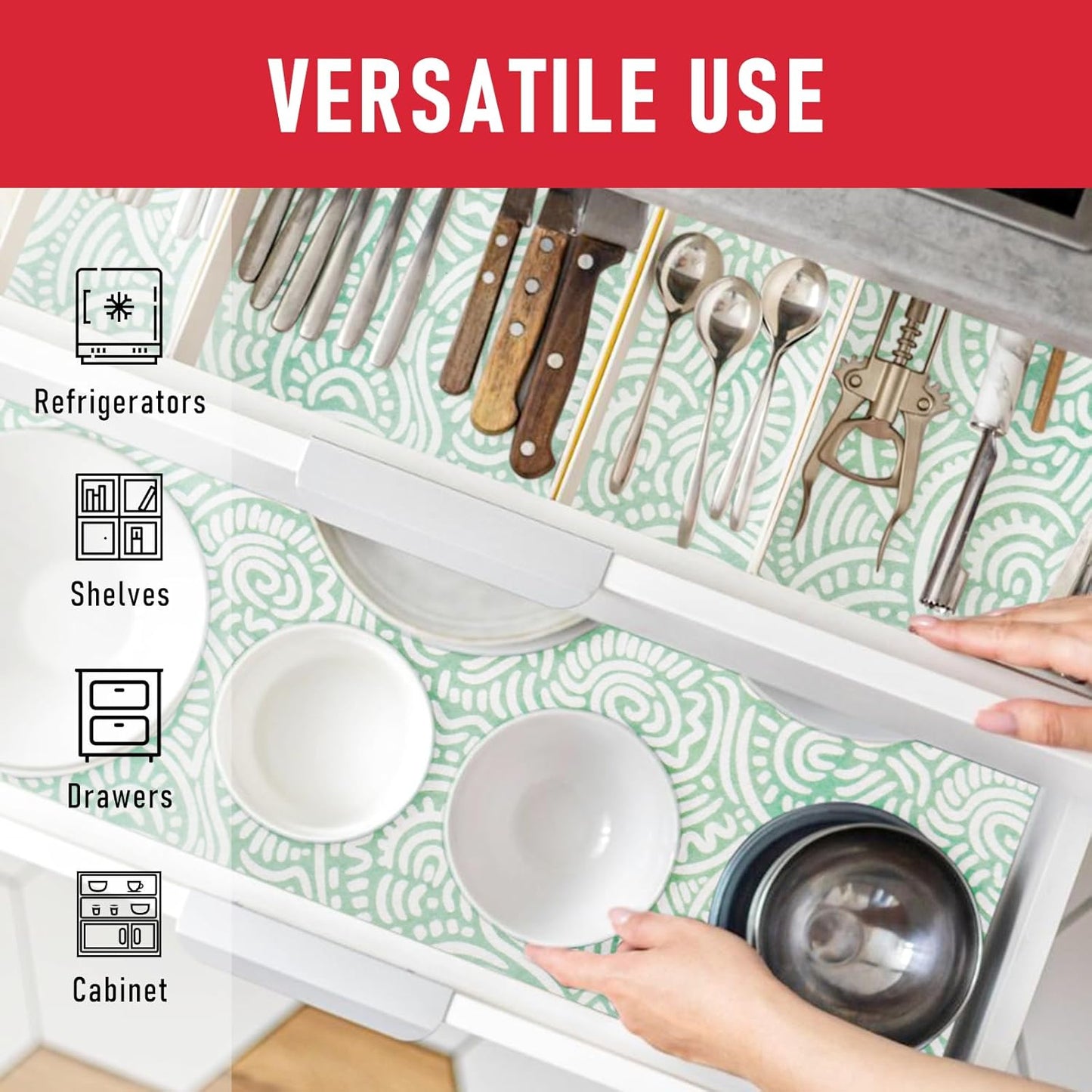 Cooyes 17.7" × 24" Fridge Liners for Refrigerator, Drawer & Shelf Liners for Kitchen Cabinets Non-Adhesive, Breathable Cloth Material, Non-Slip, BPAfree, Machine Washable, Keep Produce Fresh Longer