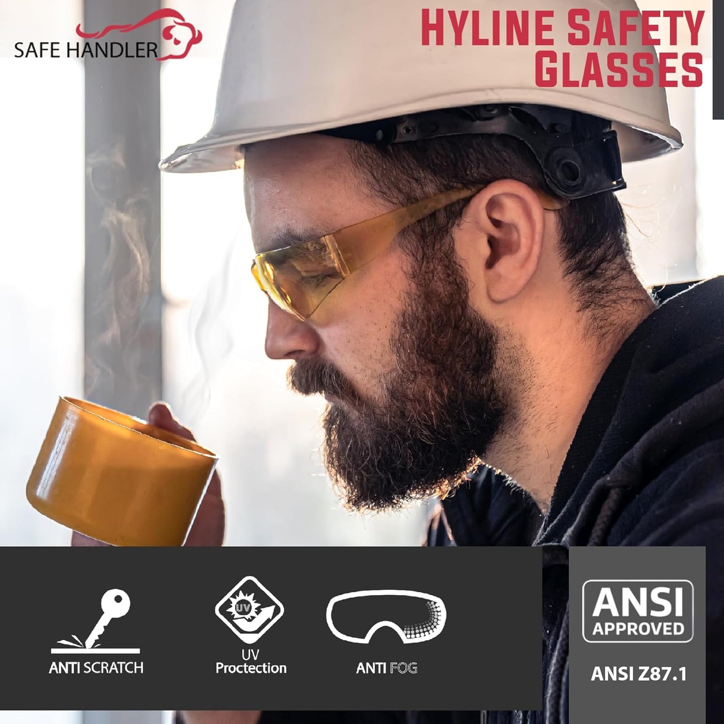 SAFE HANDLER Hyline Anti-Fog Color Safety Glasses Variety, Impact Resistant, Polycarbonate, Anti-Scratch