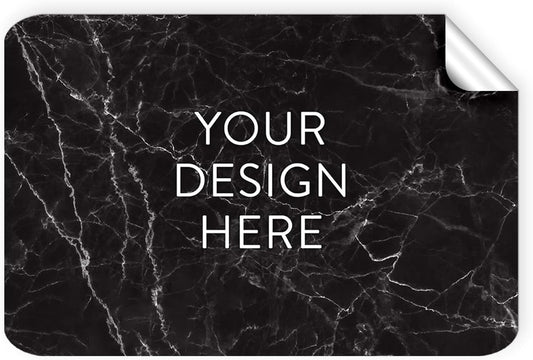 100 Custom Vinyl Stickers - Upload Your own Image, Text, Design, Logo - Personalized Logo Labels for Handmade, Packaging, Bottle, Jars, Candle, Brand Stickers (Black Marble, 3x2)