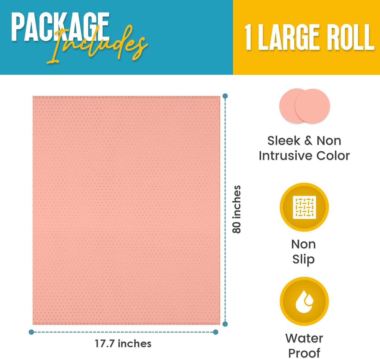 Refrigerator Liners for Shelves by Linda’s Essentials - Easy to Clean Fridge Liner with Spill Protection Fridge Shelf Liners & Drawer Liner, Nonslip BPA-Free Refrigerator Mats (Pink Roll)