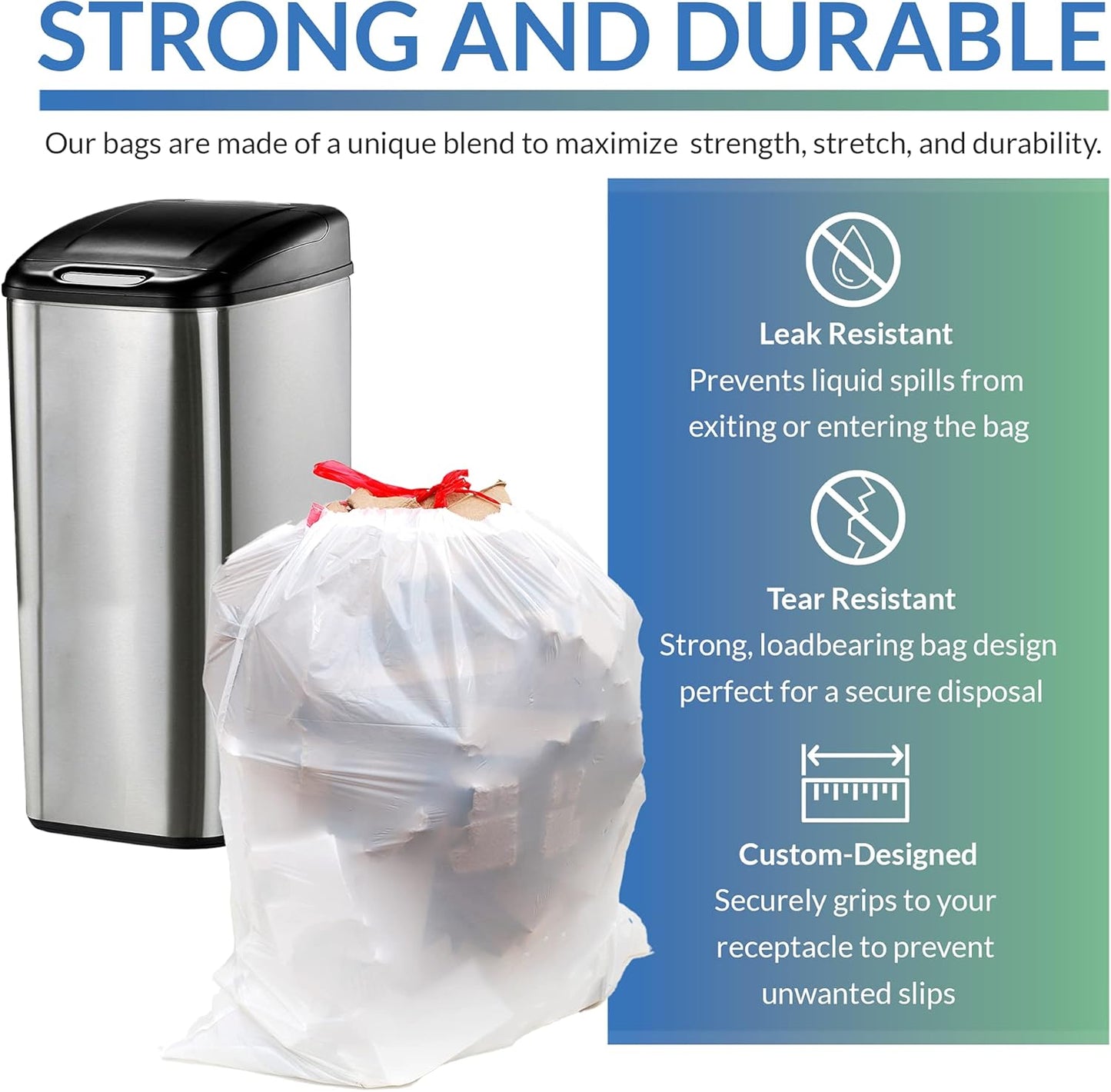 Reli. Tall Kitchen Drawstring Trash Bags 13 Gallon | 500 Count Bulk | Kitchen Garbage Bags | White | 13 Gallon - 16 Gal Capacity