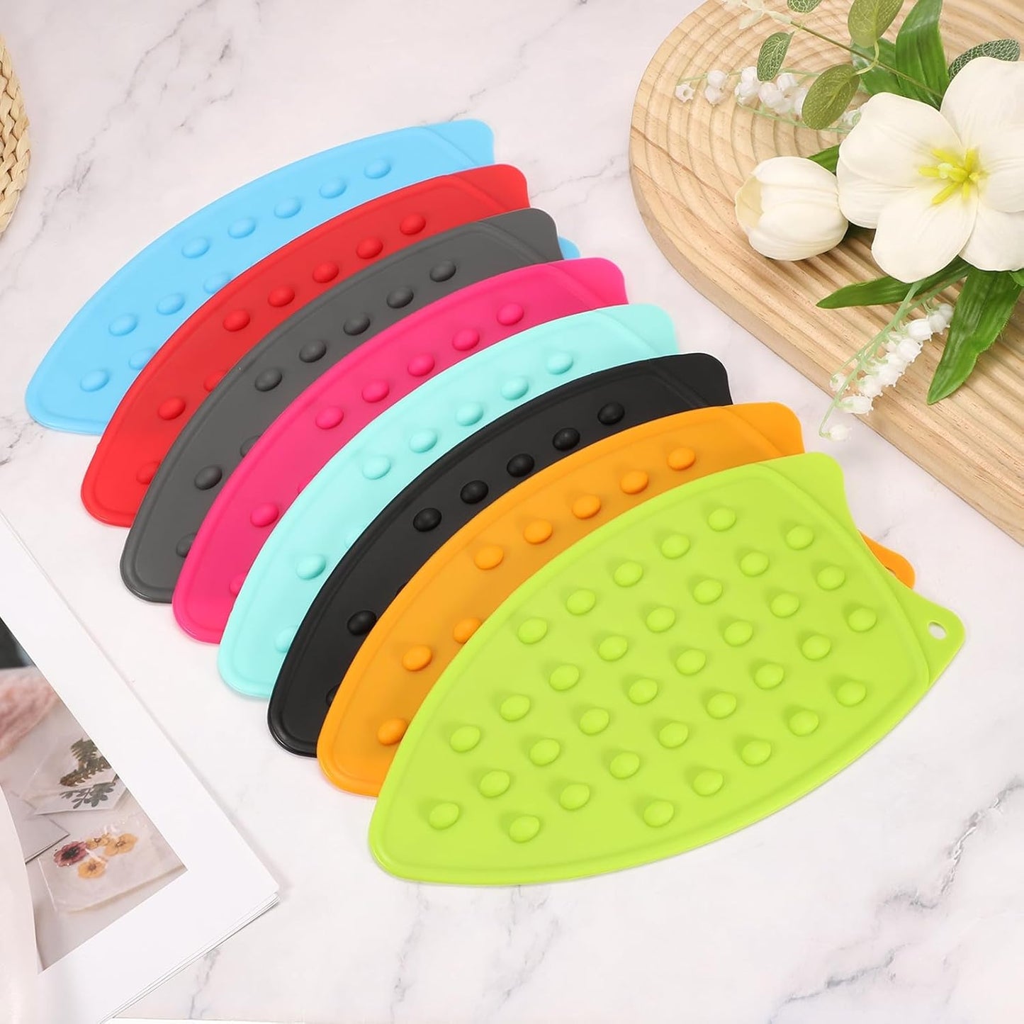 PATIKIL Silicone Iron Rest Pad, 2 Pcs Multipurpose Hot Heat Resistant Iron Rest Plate Protective Pad for Ironing Board Hot Resistant Steamer Steam Compact Mat, Black