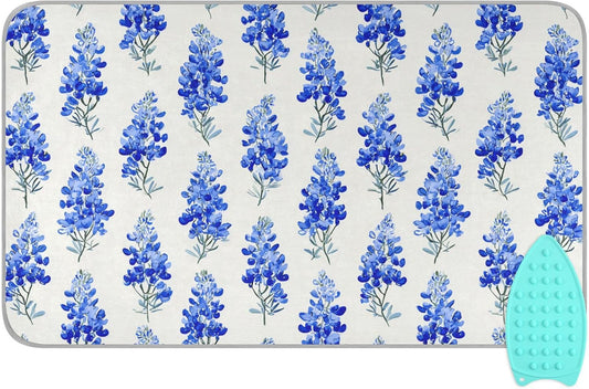 Watercolor Bluebonnets Ironing Mat for Table top Portable Ironing Pad Blanket for Washer Dryer Countertop Travel