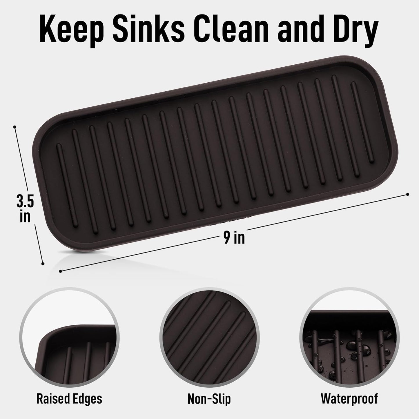 Zulay Kitchen (9x3.5 Silicone Sponge Holder for Kitchen Sink - Flexible Multipurpose Soap Tray Sponge Holder - Sink Organizer Tray for, Bathroom, Makeup, Trinkets & More (Chocolate)