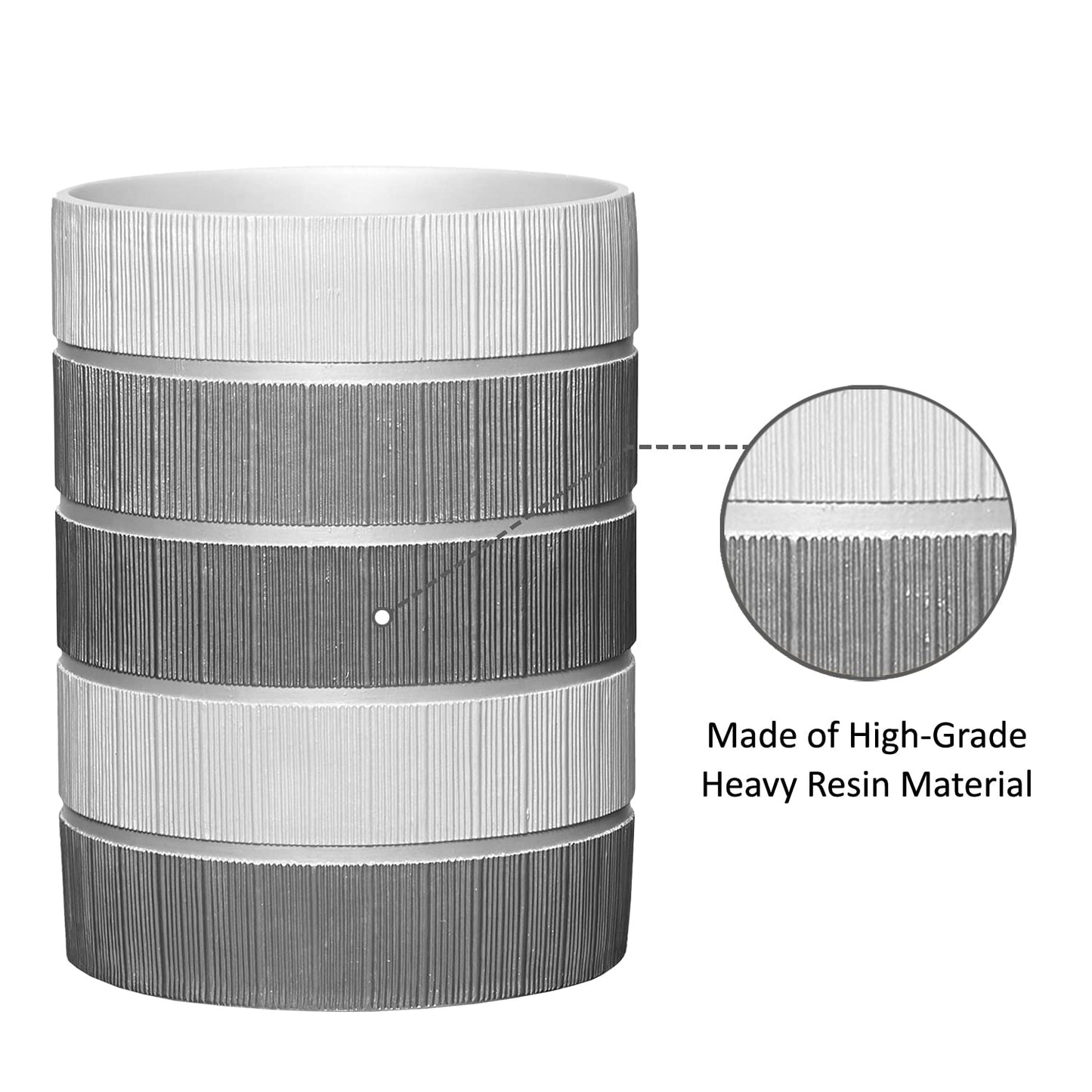 Zahari Home Decorative Trash Can for Bathroom, Office & Bedroom - 2.1 Gallons Stylish & Small Trash Can for Dorms, Desktop & Restroom - Chic Waste Basket for Compact Spaces, Modern Line, Grey