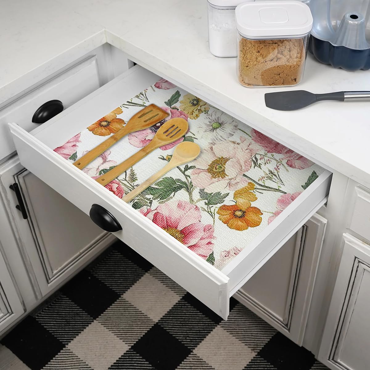 Shelf Liner for Kitchen Cabinets Non-Adhesive,Cabinet Liner for Shelves Non Slip Drawer Liner,Waterproof Kitchen Drawer Liners,Cupboard Liners for Cabinets Easy to Clean (12In x 16.4FT)