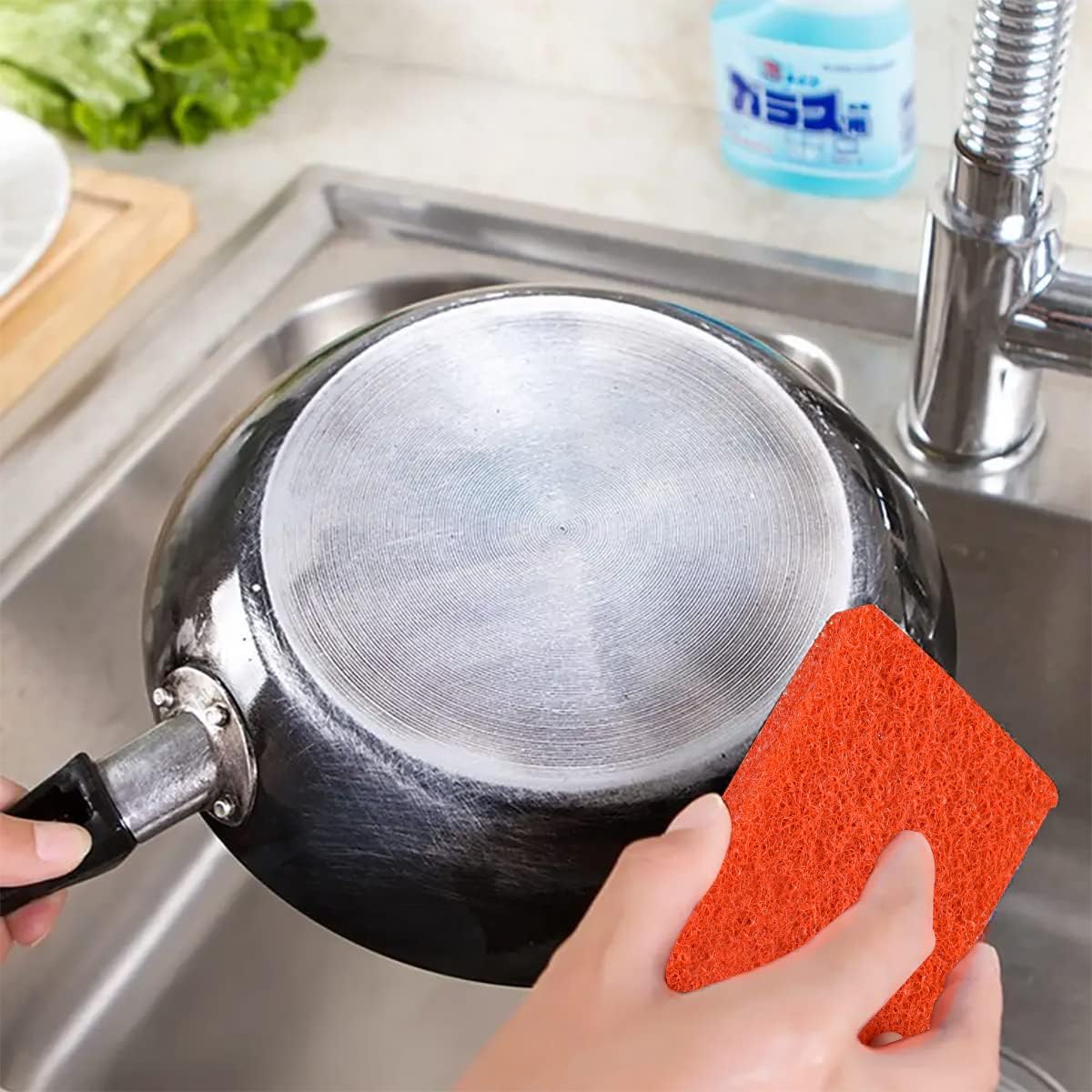 Griddle Cleaning Pads for Blackstone Flat Top, Non-Scratch Grill Scrub Pads, Bathroom Scrubbing Pads, Pool Scrub Brush, Shower Tile (22 Pads + Handle) (24 Pads)