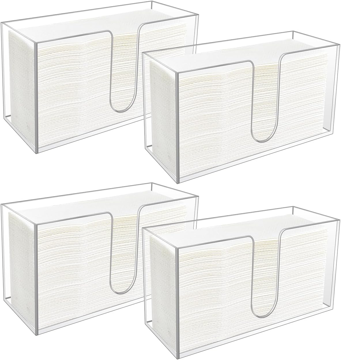 4Pack Acrylic Countertop Paper Towel Holder, Paper Towel Dispenser Countertop/Acrylic Napkin Holder(5mm Acrylic) C-fold or MultiFold Trifold Paper Towels for Bathroom, Kitchen,Restaurant (4)