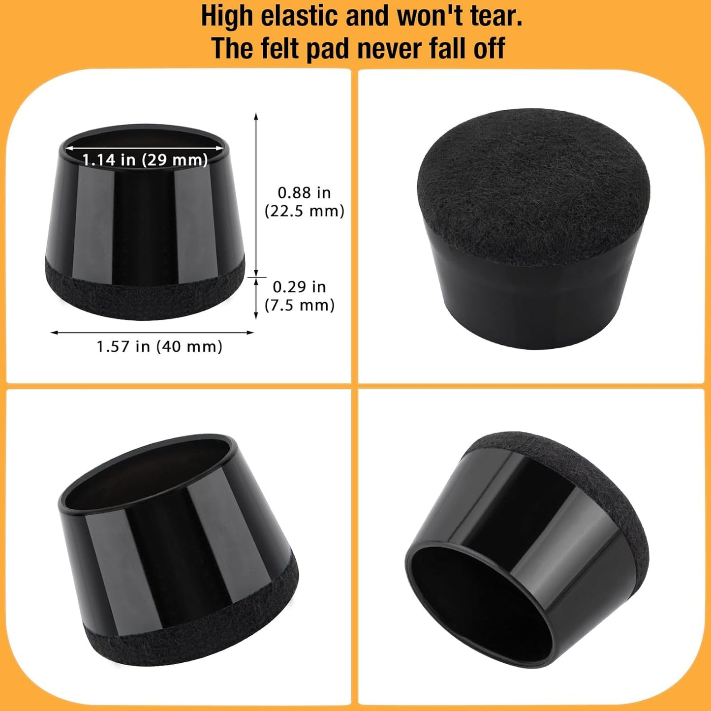 32 Pcs New Chair Leg Floor Protectors, Silicone Chair Leg Protectors for Hardwood Floors, Floor Protectors for Chairs, Chair Leg Caps Protect Wooden Floors from Scratching, Won't Tear