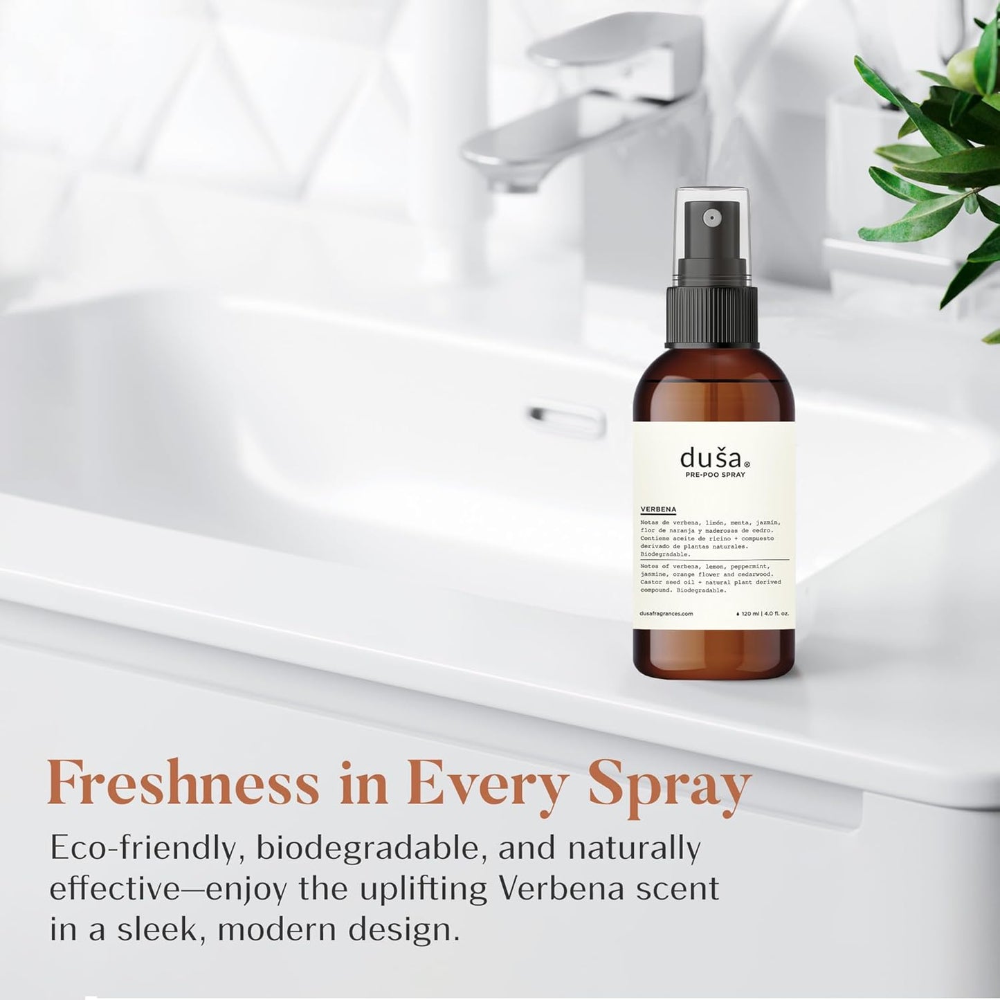 DUSA Bathroom Spray Poo Odor Eliminator 4 oz - Ultimate Toilet Spray and Freshener - Odor Neutralizer with Fresh Scent for Bathrooms and Home Use