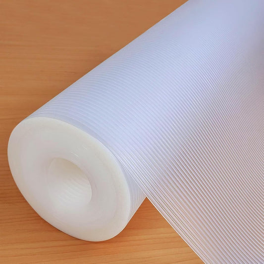 Shelf Liners 16 in x 20 ft EVA Drawer Mats, Non-Adhesive Cupboard Protector, Kitchen Cabinet Lining Fridge Liner (Clear Stripe, 40.7x610cm)