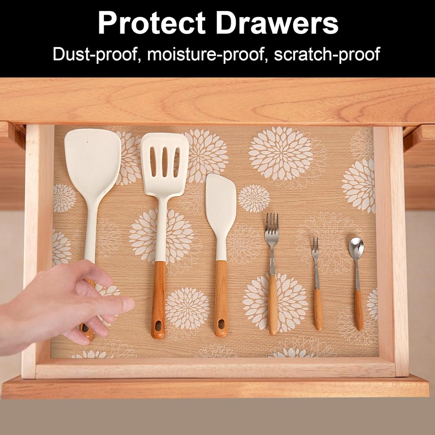 Cooyes Shelf Paper for Kitchen Cabinets Non Adhesive, Waterproof & Oil-Proof Kitchen Drawer Liner for Refrigerator Drawer Fridge Cupboard (23.6 Inch W x 354 Inch L)