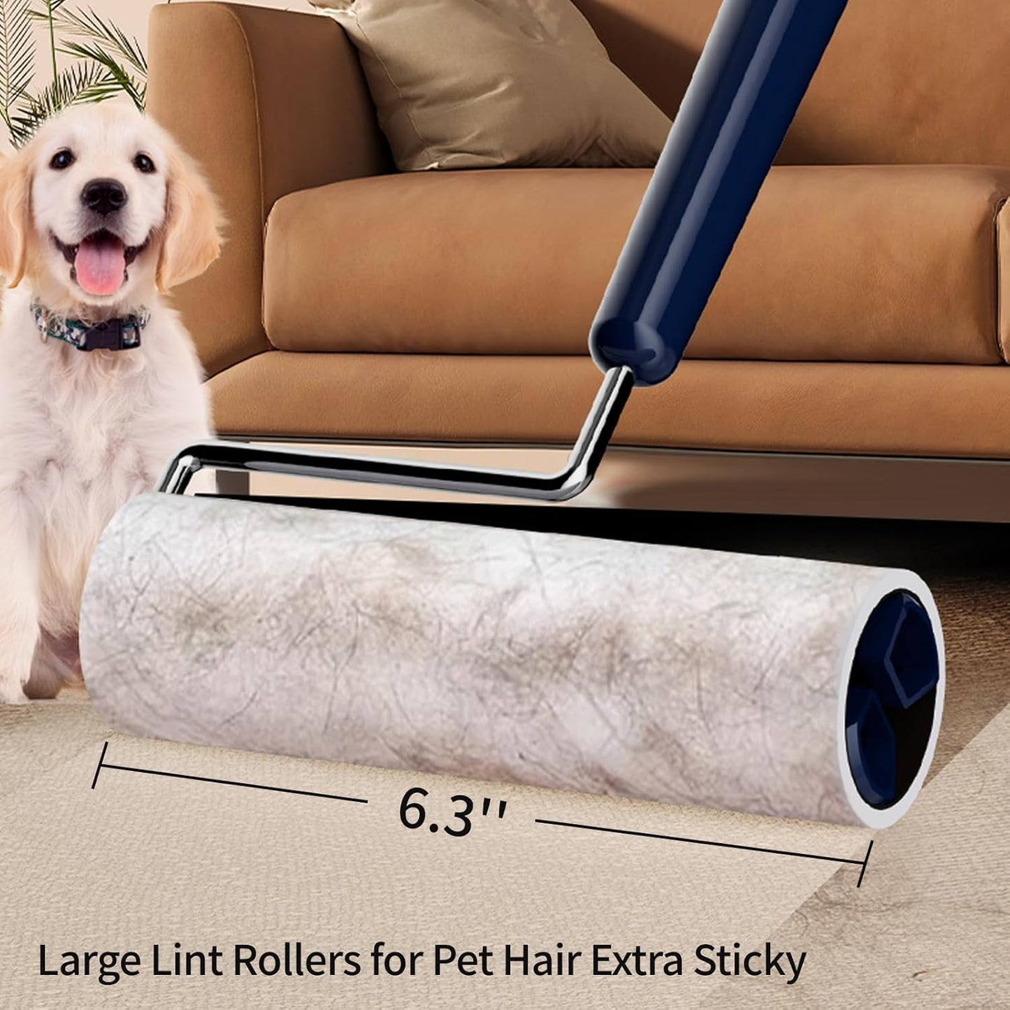 Lint Roller for Pet Hair Extra Sticky, 6.3'' Lint Remover with 240 Sheets, Large Surface Sticky Rollers for Clothes Furniture Dog Cat Hair (1 Roller + 240 Sheets)