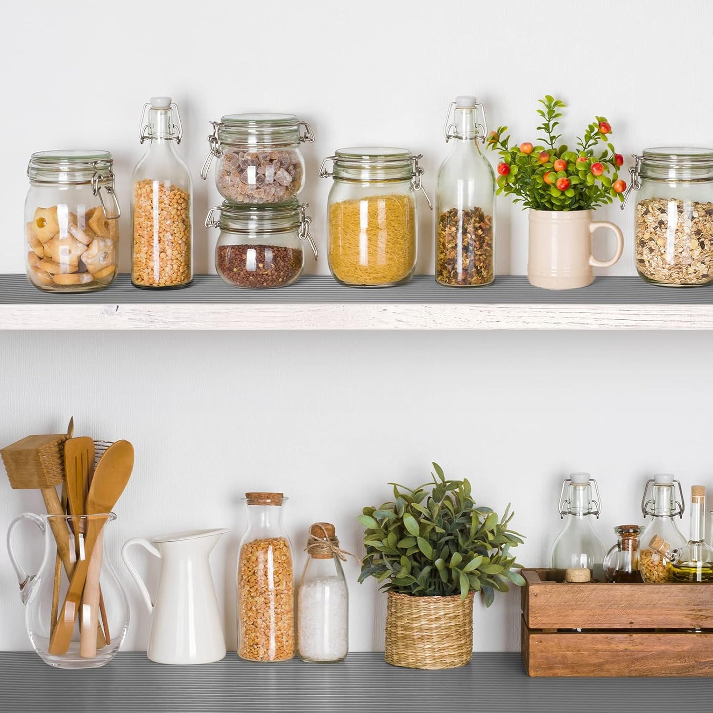 Glotoch Premium Grey Shelf Liner 17.5" x 30 ft. - Non Adhesive Drawer Liner, Waterproof Cabinet Liner, Durable Fridge Table Place Mats for Cupboard, Cabinet, Drawer Liner