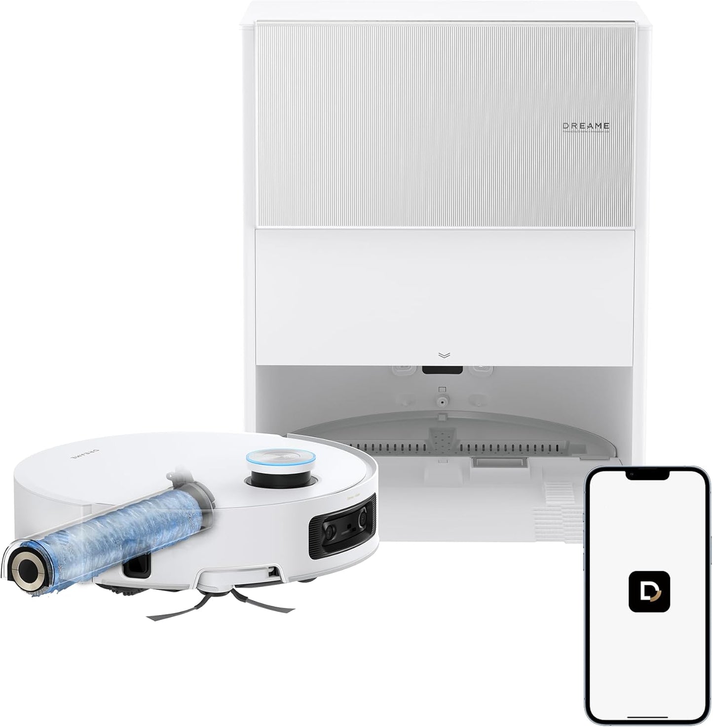 DREAME Aqua10 Ultra Roller Robot Vacuum and Mop & 30,000Pa Suction, Self-Cleaning Dock & Extending Roller Mop, Heat-Washes & Dries, Carpet Protection, AI Camera & LiDAR Avoidance Tech, Voice Control