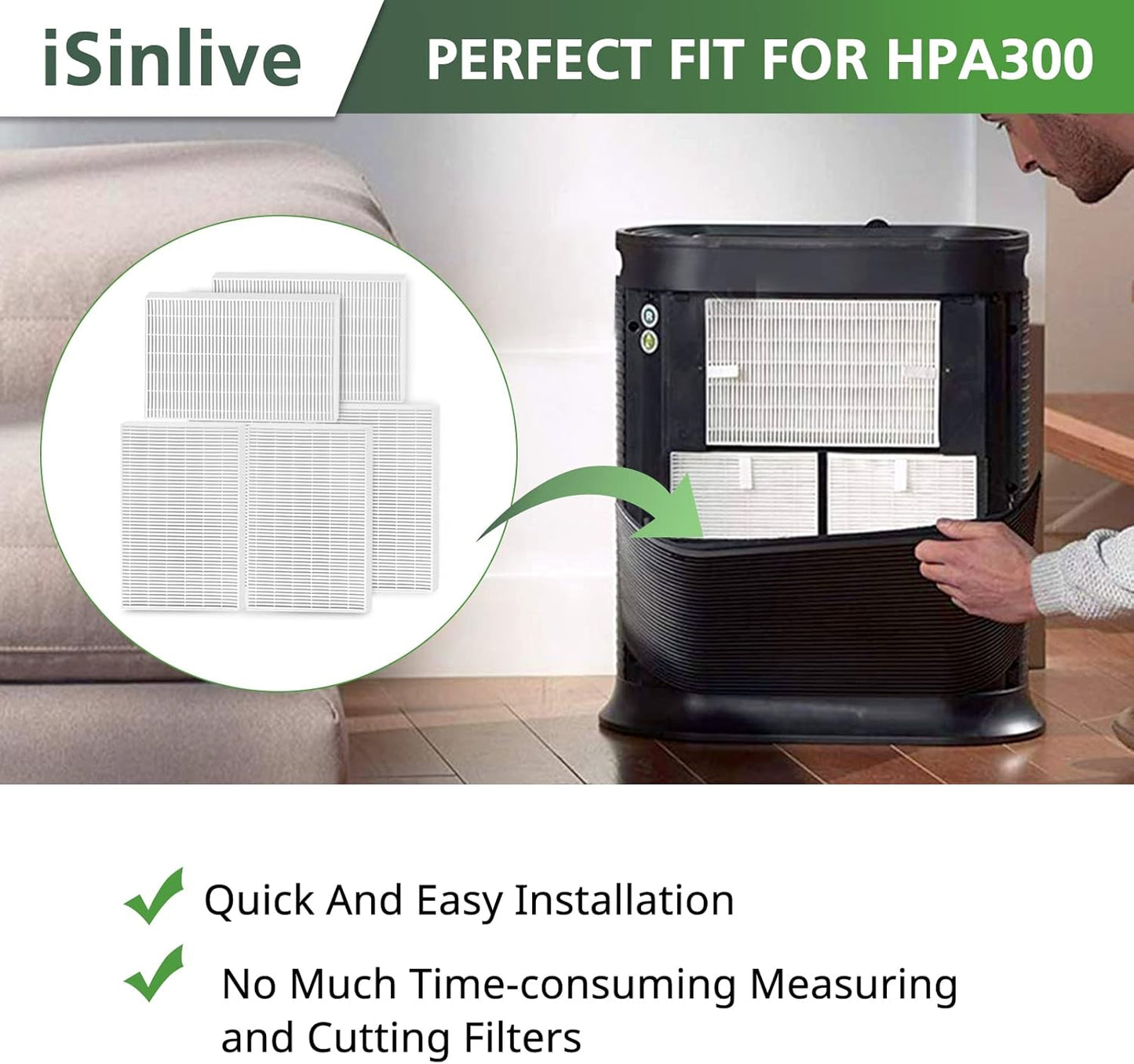 Replacement Filter R Compatible with Honeywell Air Purifier HPA300 HPA200 HPA100 and 5000 Series, 6 Pack HEPA Filter, Fits for Honeywell R Filter (HRF-R3 & HRF-R2 & HRF-R1)