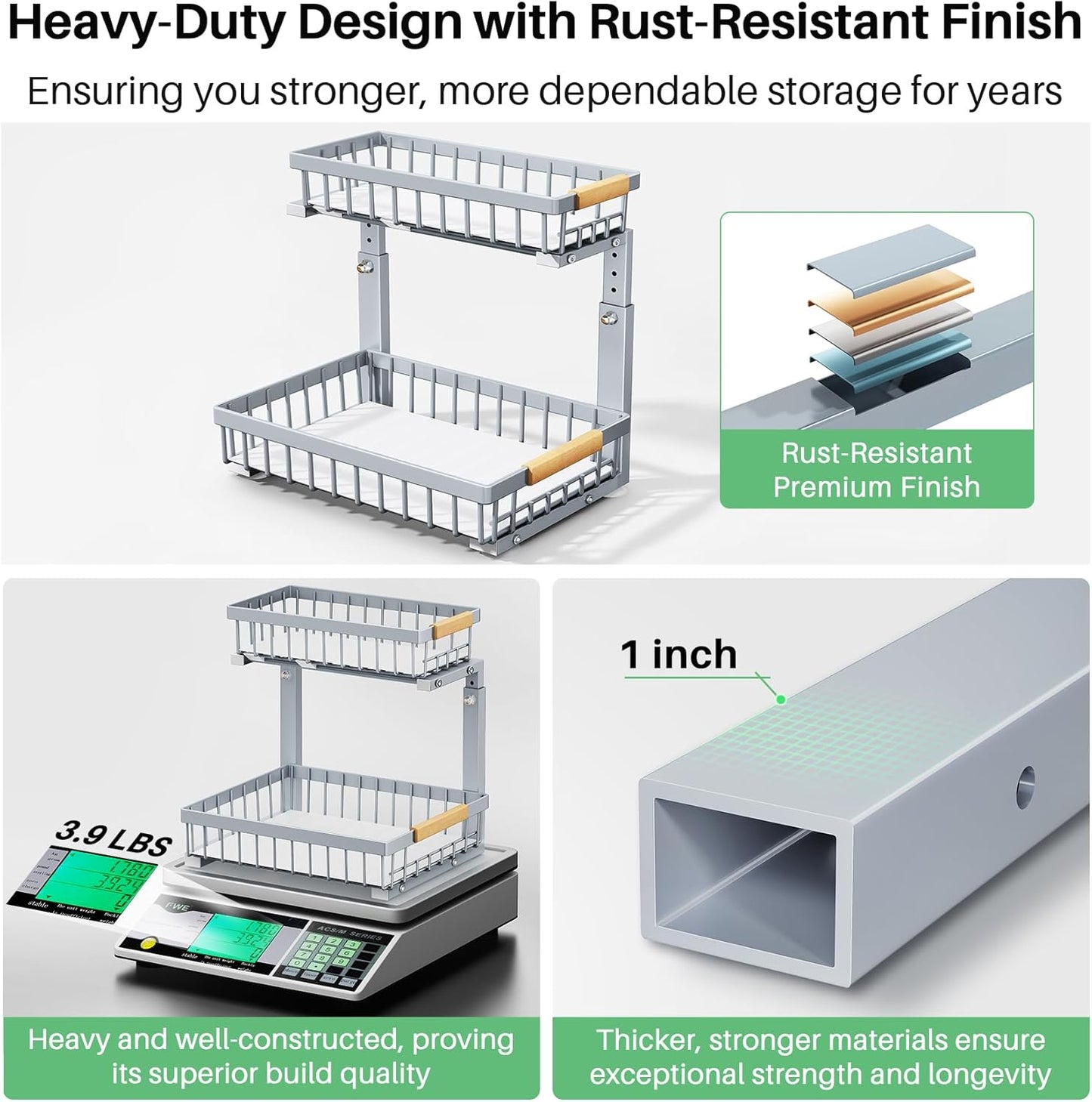 Pull out Cabinet Organizer, 1 Pack Under Sink Organizer, Slide out Metal Kitchen Cabinet Organizers Drawer Shelf, Sliding Storage Shelves for Kitchen Bathroom Pantry Closet Organization Rack(Grey)
