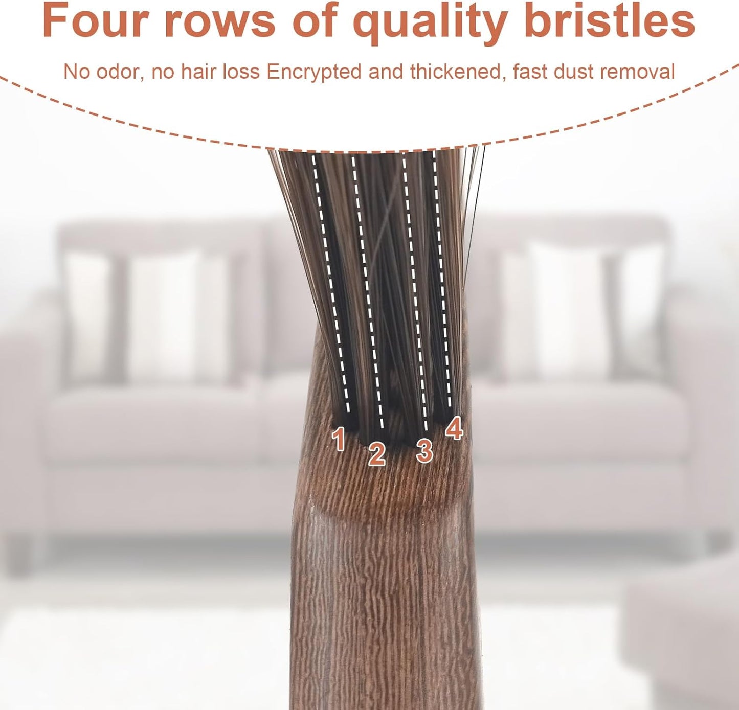 Hand Broom Brush, Wooden Handle Soft Bristle Cleaning Dust Brush,Bench Brushes with Bristlesfor Furniture, Bed, Car, Bench, Crevice Cleans, Sofa, Fireplace, Clothes（Curved Handle）