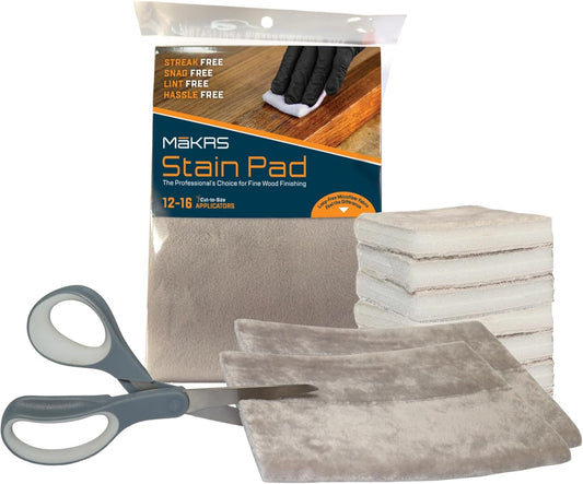 MāKRS Stain Pad, Cut-to-Size Staining Pads, 2-Pack, Lint, Snag, Streak-Free Applicator, Micro Brush Material, Wood Stains and Oil Based Finishes, Easy to Use with Consistent Application