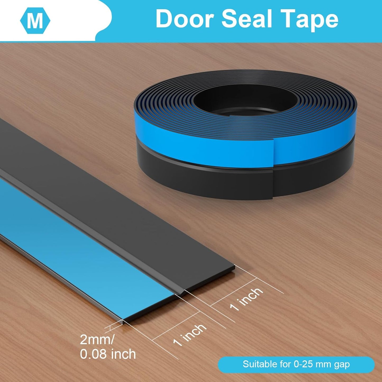 Weather Stripping Door Seal, Silicone Strip for Frame and Gaps Draft Stopper,Glass Shower Door Sweep, Black, 20 Feet x 2 Inch
