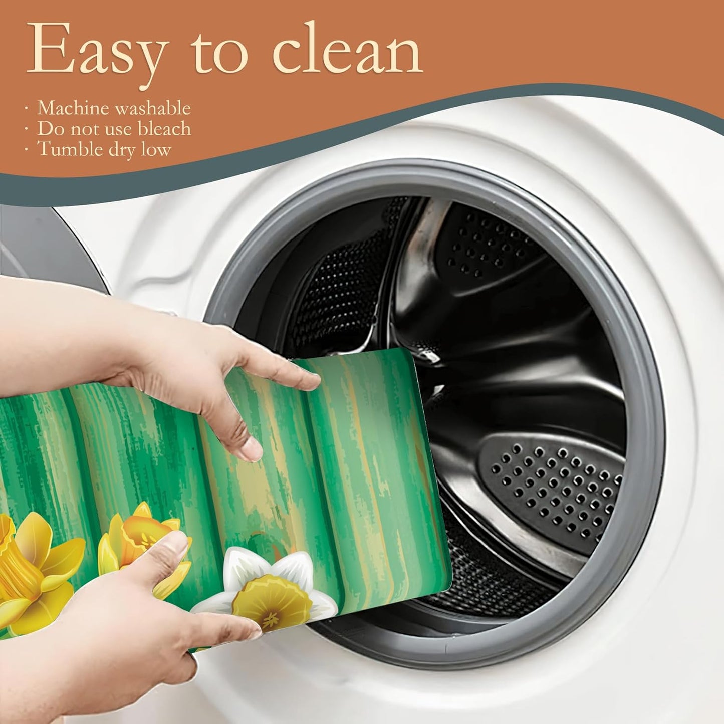 Yellow Daffodils Flowers Dish Drying Rack Mats Decor, Dish Pad Drying Mat Kitchen Counter 18x24 Inch Absorbent Reversible Microfiber for Coffee Bar Sink Countertop