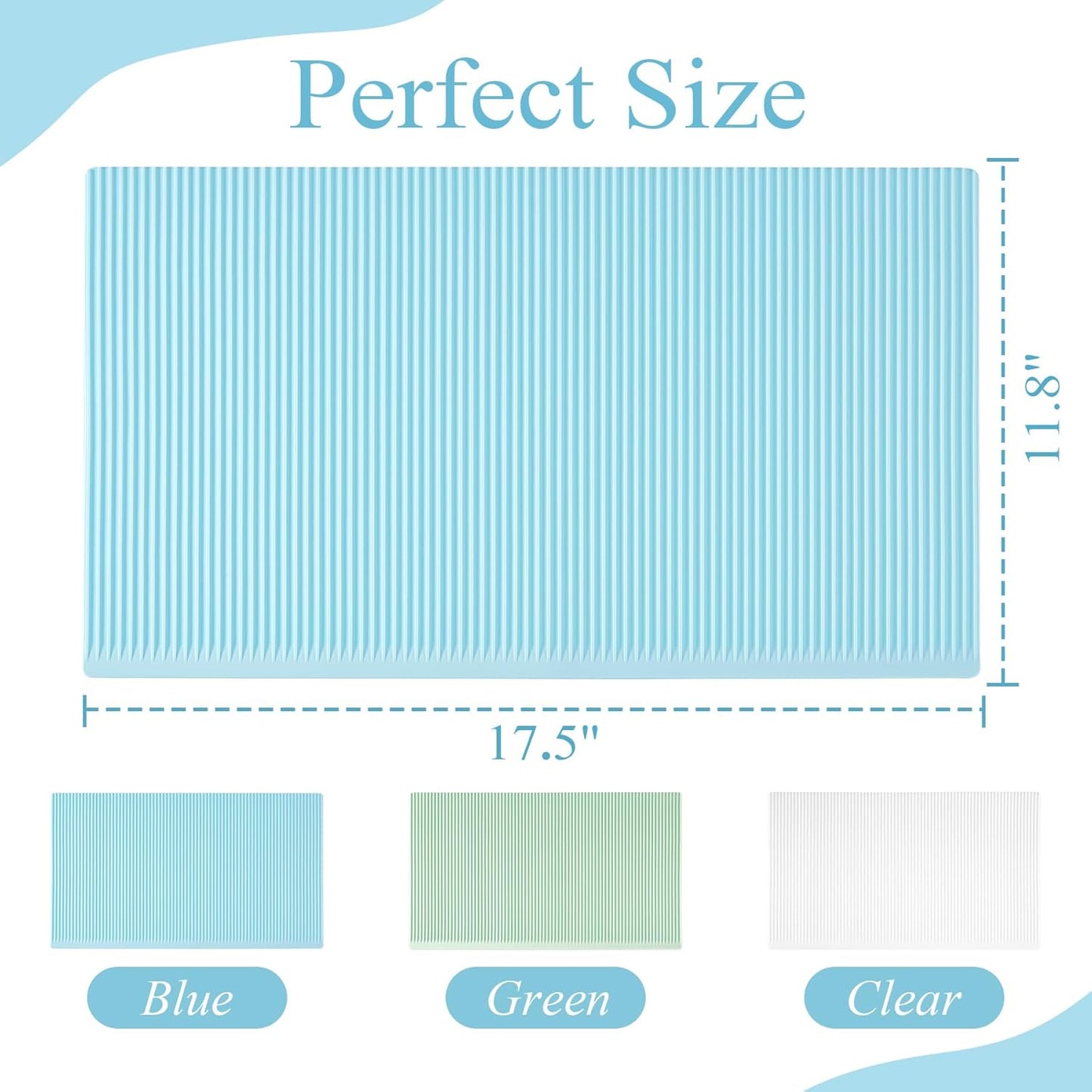 Non-Slip Silicone Refrigerator Liners for Shelves, Reusable Washable Fridge Shelf Drawer Liners, Cuttable Waterproof Oilproof Fridge Liner for Glass Shelve Kitchen Cabinet Drawer Mats (Blue, 1 Pack)