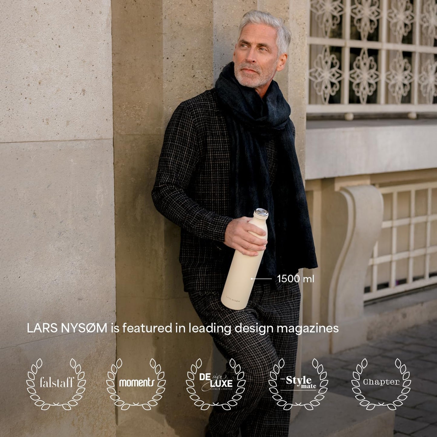 LARS NYSØM Stainless Steel Insulated Water Bottle 12oz 17oz 25oz 34oz 51oz | Insulated Thermo Flask for Hot and Cold Beverages | Leakproof Drinking Bottle (Mocha Brown, 33.9 oz)