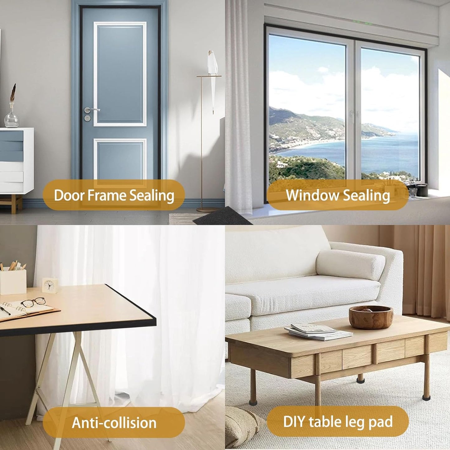 Weather Stripping Soundproof 1/2 in x 1/16 in, High Density Door Seal Strip, Weatherstrip Closed Cell Foam Insulation Tape for Window Storm Door, 1 Roll 33Ft