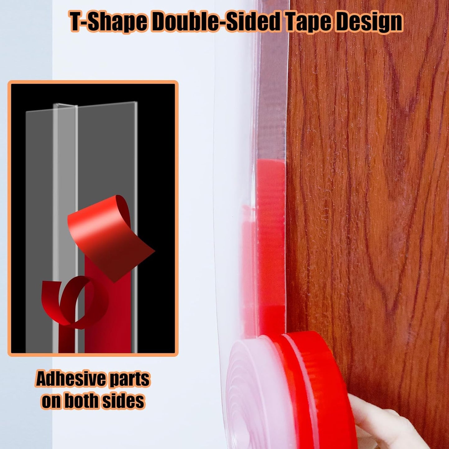Orghtin T-Shaped Silicone Seal Strip, Clear Sealer Weather Stripping, 40Ft Door Draft Stopper