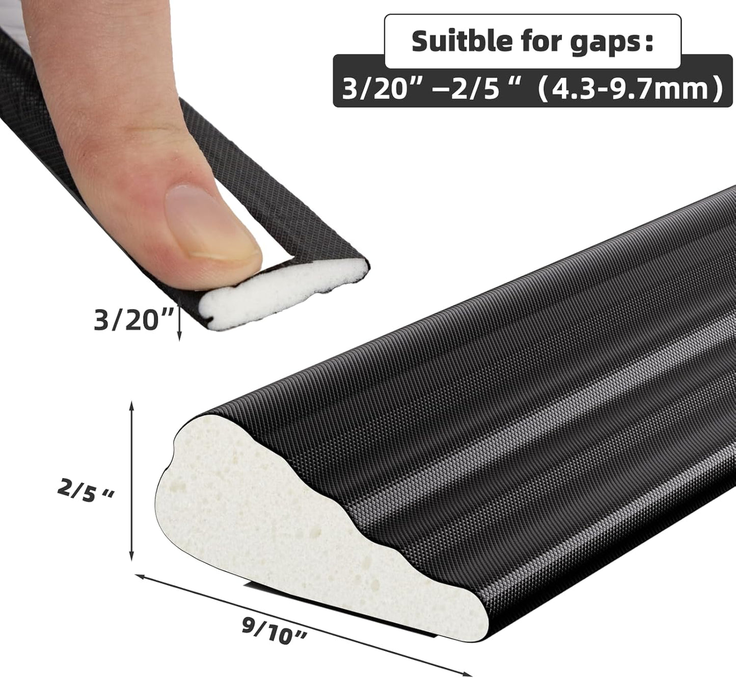 9.8 Ft Weather Stripping Seal Strip for Doors/Windows,Soundproofing Window Insulation Draft Stopper for Winter, Selfadhesive Foam Weather Strip for Door Frame,Door Gap Filler Noise Blocker(Black)