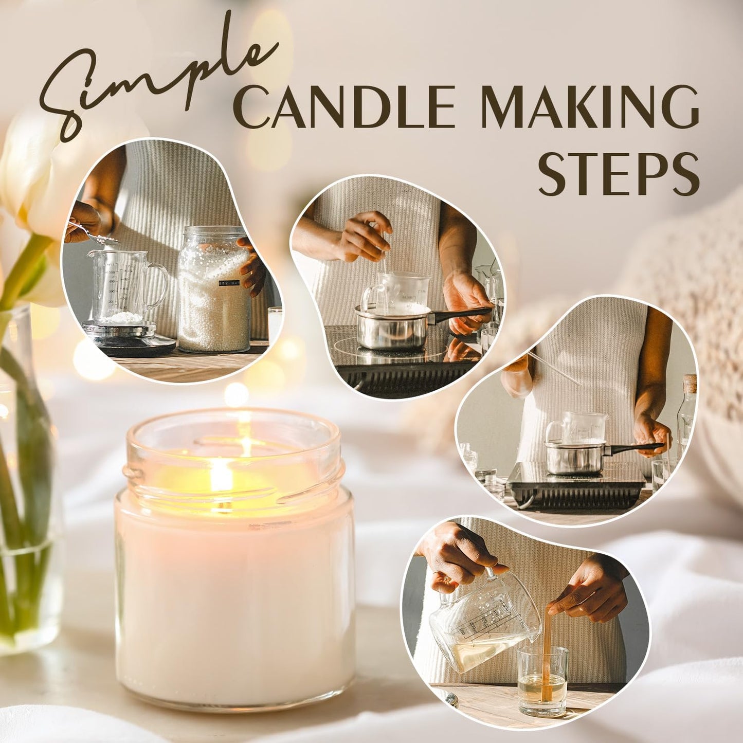 Soy Wax, Waxcanpy Natural Candle Wax, Organic Soy Wax for Candle Making from Farm, No Additives, Harmless and Pure (40lb)