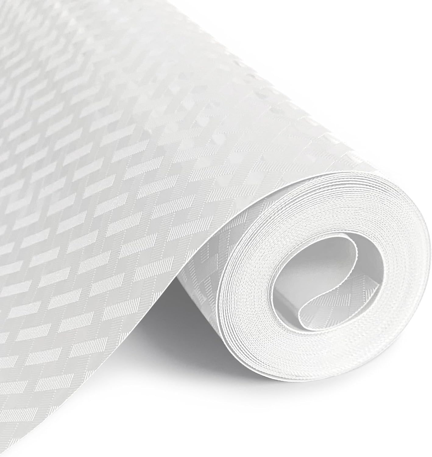 Shelf Liners for Kitchen Cabinets and Drawers, Non-Adhesive and Anti-Slip, Waterproof and Easy to Clean, Durable EVA Cabinet Mat for Refrigerator, Cupboard, Table (White, 11.8" W x 196.8" L)