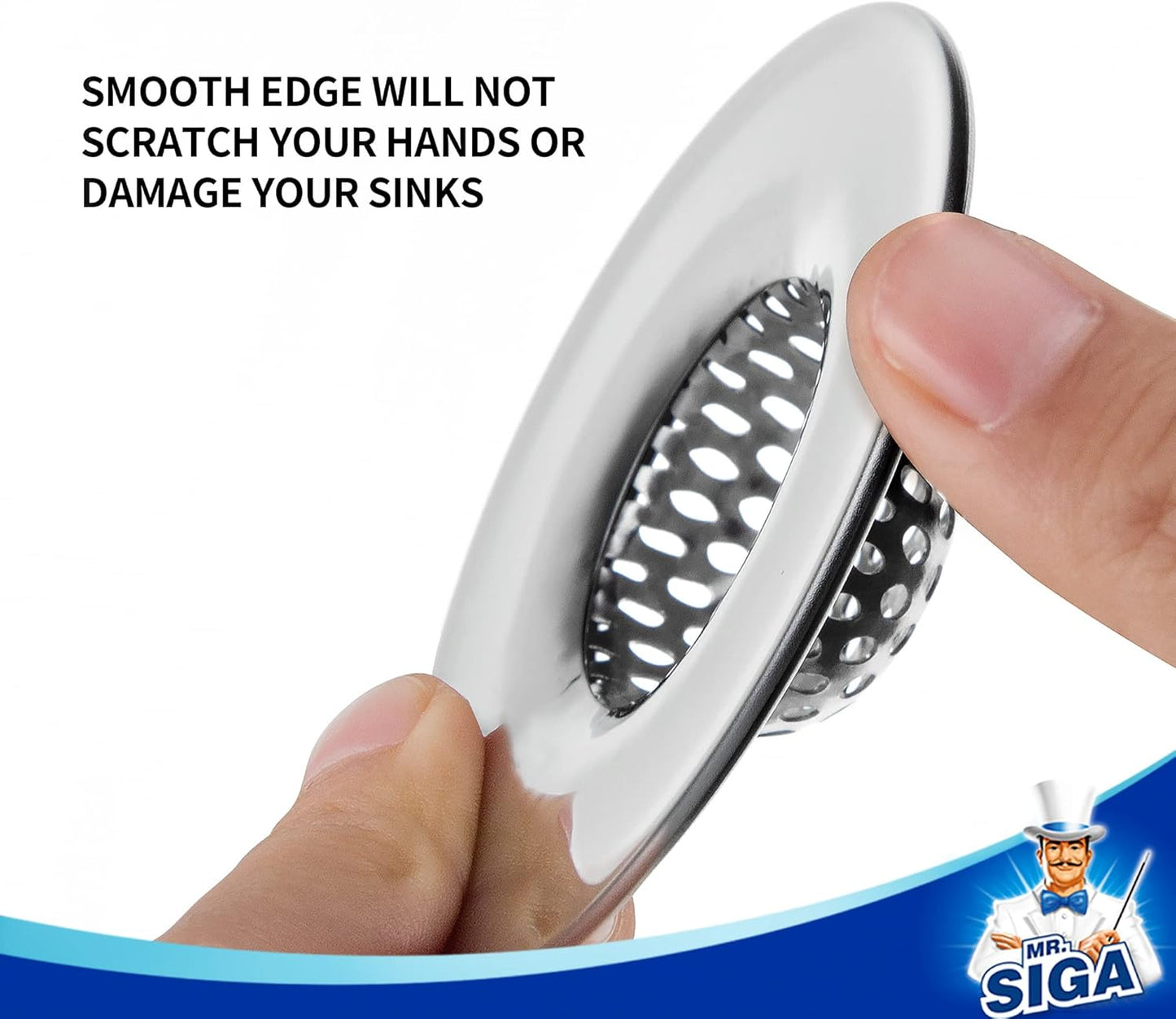 MR.SIGA Bathroom Sink Strainer, Utility, Slop, Bathtub Lavatory Sink Drain Strainer Hair Catcher, Stainless Steel Shower Drain Strainer, Outer Diameter 2.1 inch, Inner Diameter 1 inch, 3 Pack