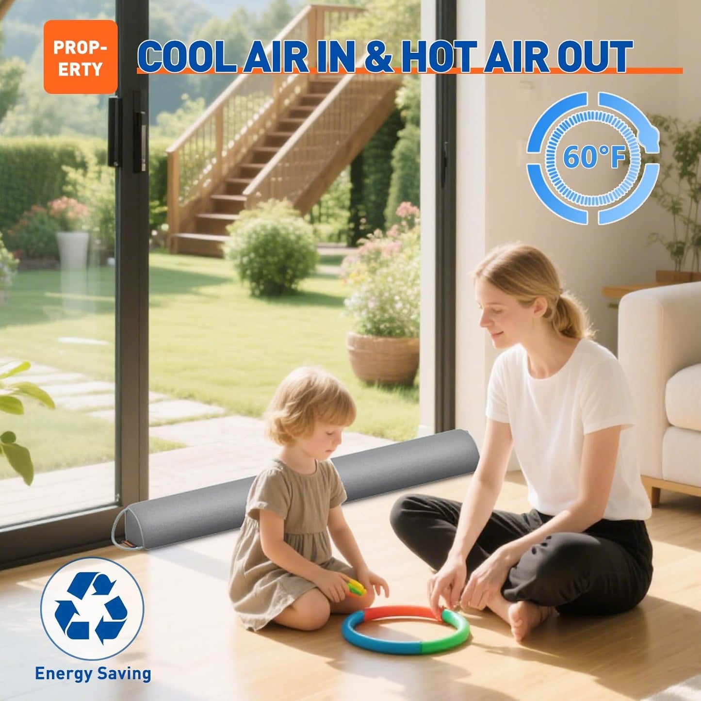 MAGZO Door Draft Stopper 32 Inches, Weighted Triangular Door Snake for Winter Noise Blocker with Hook Loops,Gray