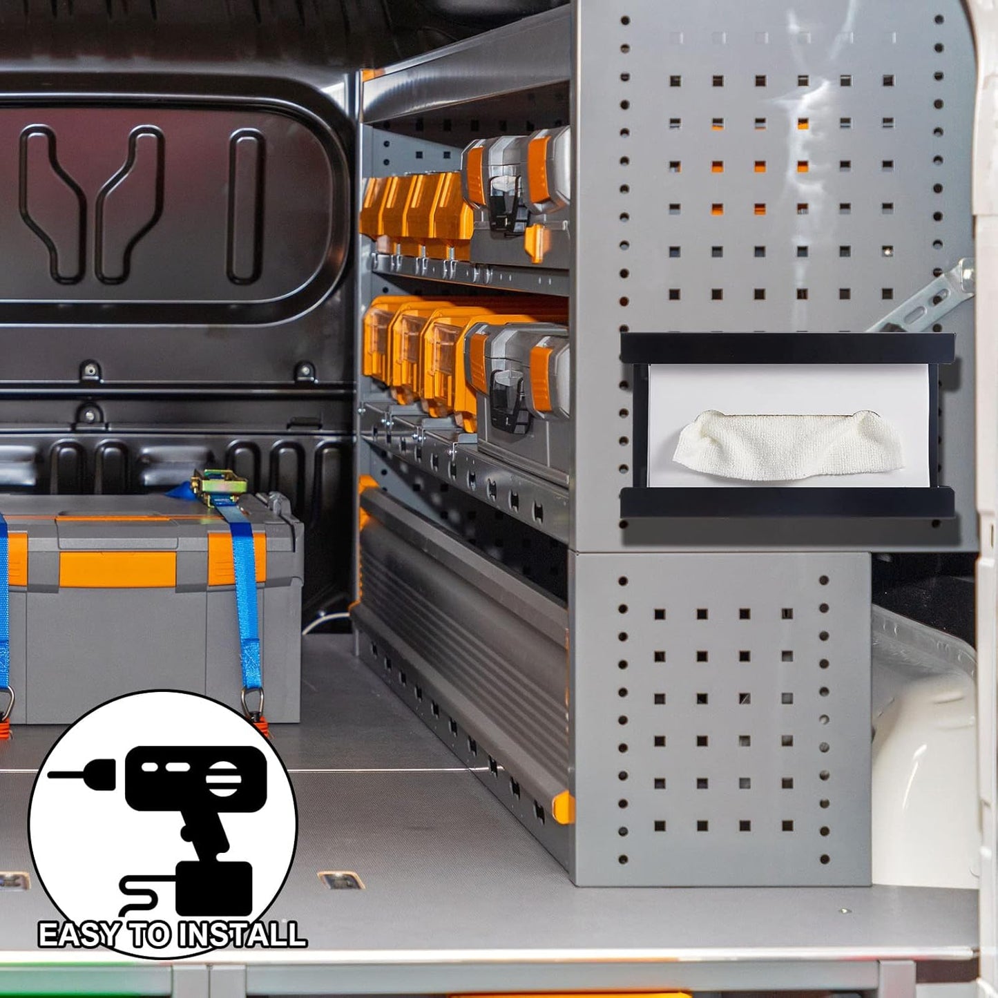 Lounsweer 2 Pcs Magnetic Glove Dispenser Holders Wall Mount Boxes of Gloves Commercial Quality Towels Wipes Paper Tissue Box Holder Kitchen Fridge Office Workshops Garage Tool Hospital(Black)