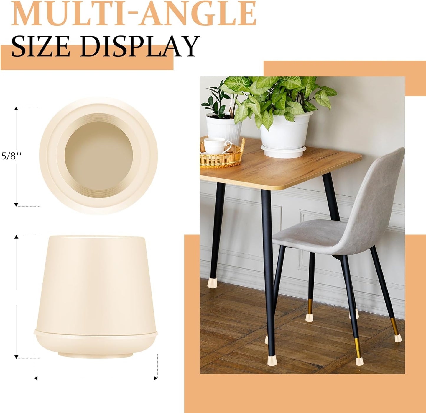 5/8" Round Rubber Chair Leg Tips Caps, Chair Leg Floor Protectors, Non-Slip Chairs Legs Caps, Stool Feet Protectors Cap, Folding Metal Chairs Legs Tip Replacement (White, 16 Pack)