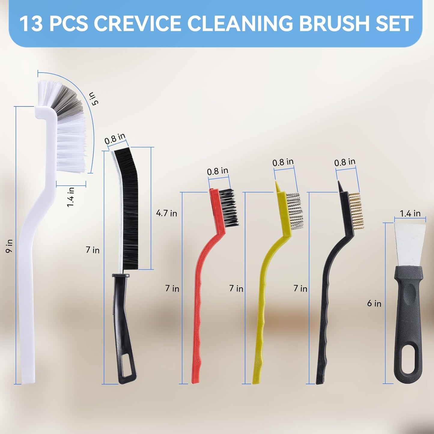 Crevice Cleaning Brush,13 Pcs Scrub Brushes for Cleaning Hard Bristle Cleaning Brushes for Household Use, CleaningSupplies for Kitchen, Bathroom, Corner, Sink, Cup, Bottle