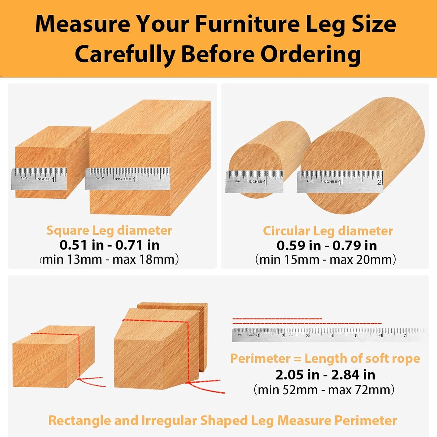 32 Pcs Extra Small Chair Leg Floor Protectors, Silicone Chair Leg Protectors for Hardwood Floors, High Elastic Chair Leg Caps, Chair Leg Covers Protect Wooden Floors from Scratching, Thick, Won't Tear
