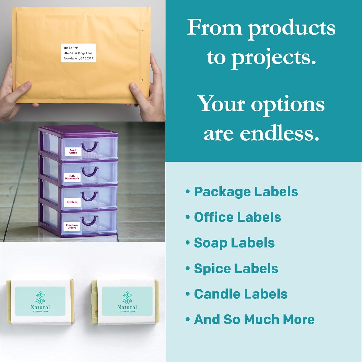 Premium Label Supply White Sticker Mailing Labels – 3.75" x 2" – Laser/Inkjet Compatible – (8 per Sheet), 500 Sheets – 4000 Total Adhesive Labels