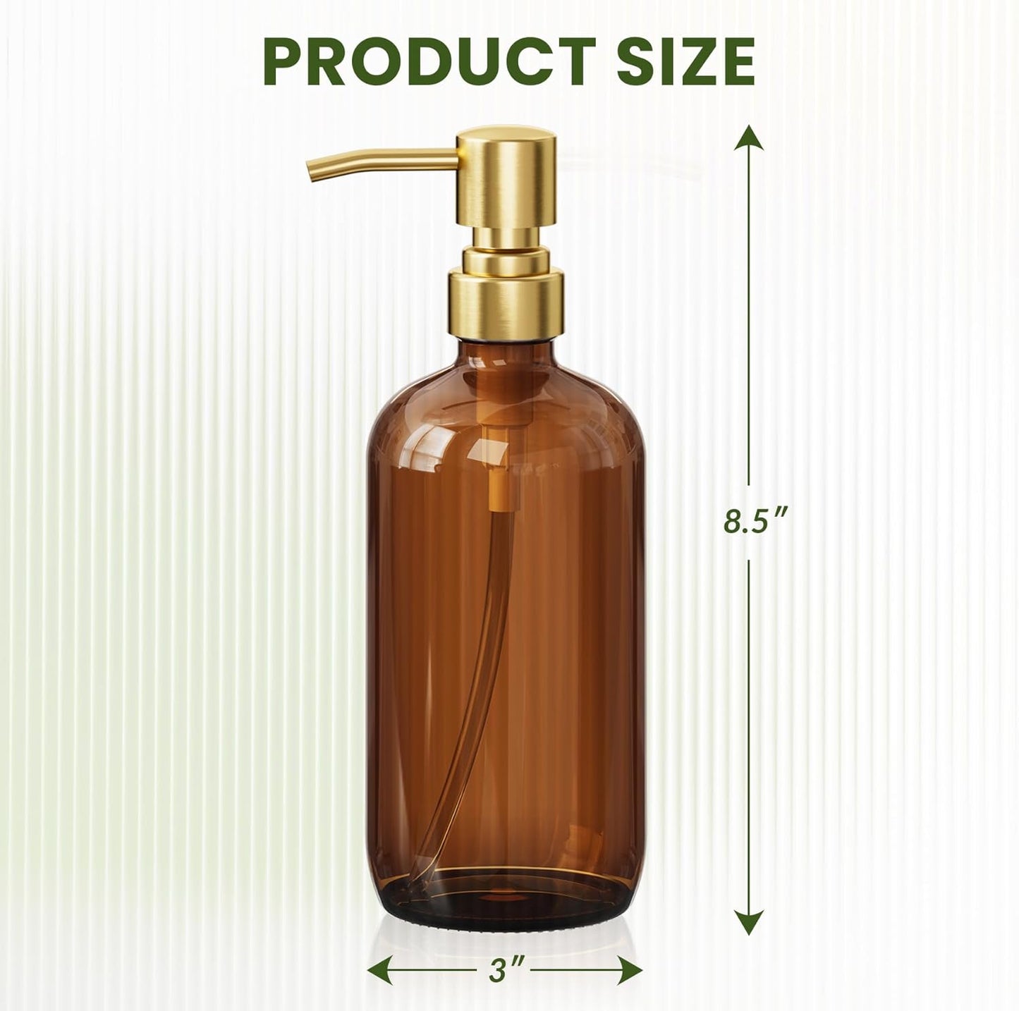 AmazerBath Amber Glass Soap Dispenser, 2 Pack Vintage Brown Bottle with Stainless Steel Pump,17 Oz Hand Dish Soap Dispenser Bottle, Modern Soap Dispensers for Bathroom Kitchen