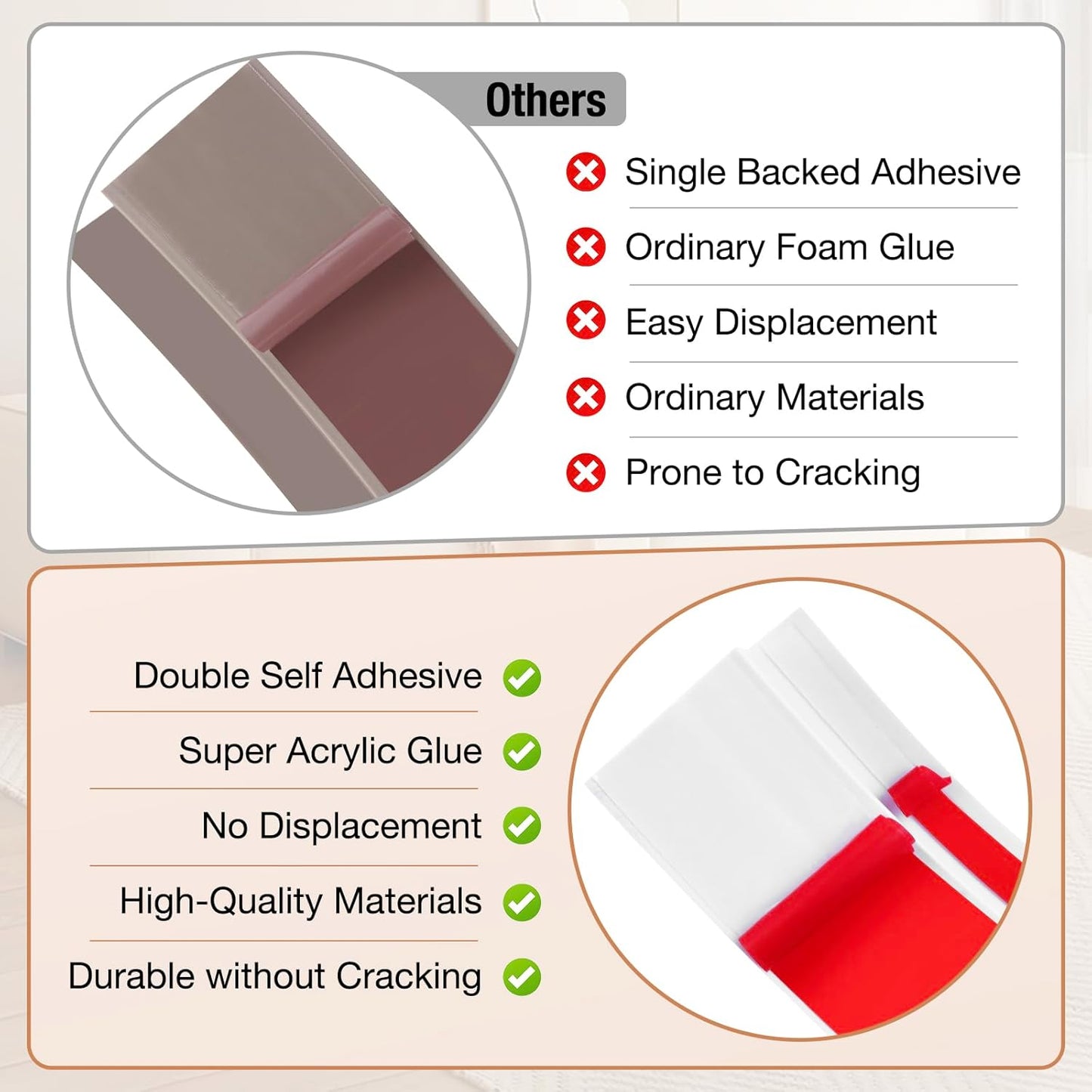 Floor Transition Strip Self Adhesive Vinyl Door Threshold for Doorways Carpet Edging Trim Overlap Edge Reducer for Laminate Floor, Carpet, Tile (White, 2/5" to 3/5", 6.6Ft)