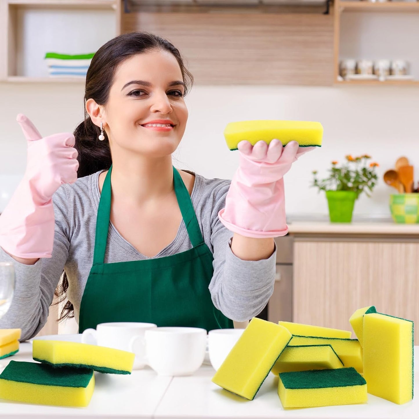 Tanlade 480 Pcs Bulk Kitchen Dishwashing Sponges Individually Wrapped Non Scratch Scouring Sponges for Dishes Household Cleaning Travel Apartments Hotel Car